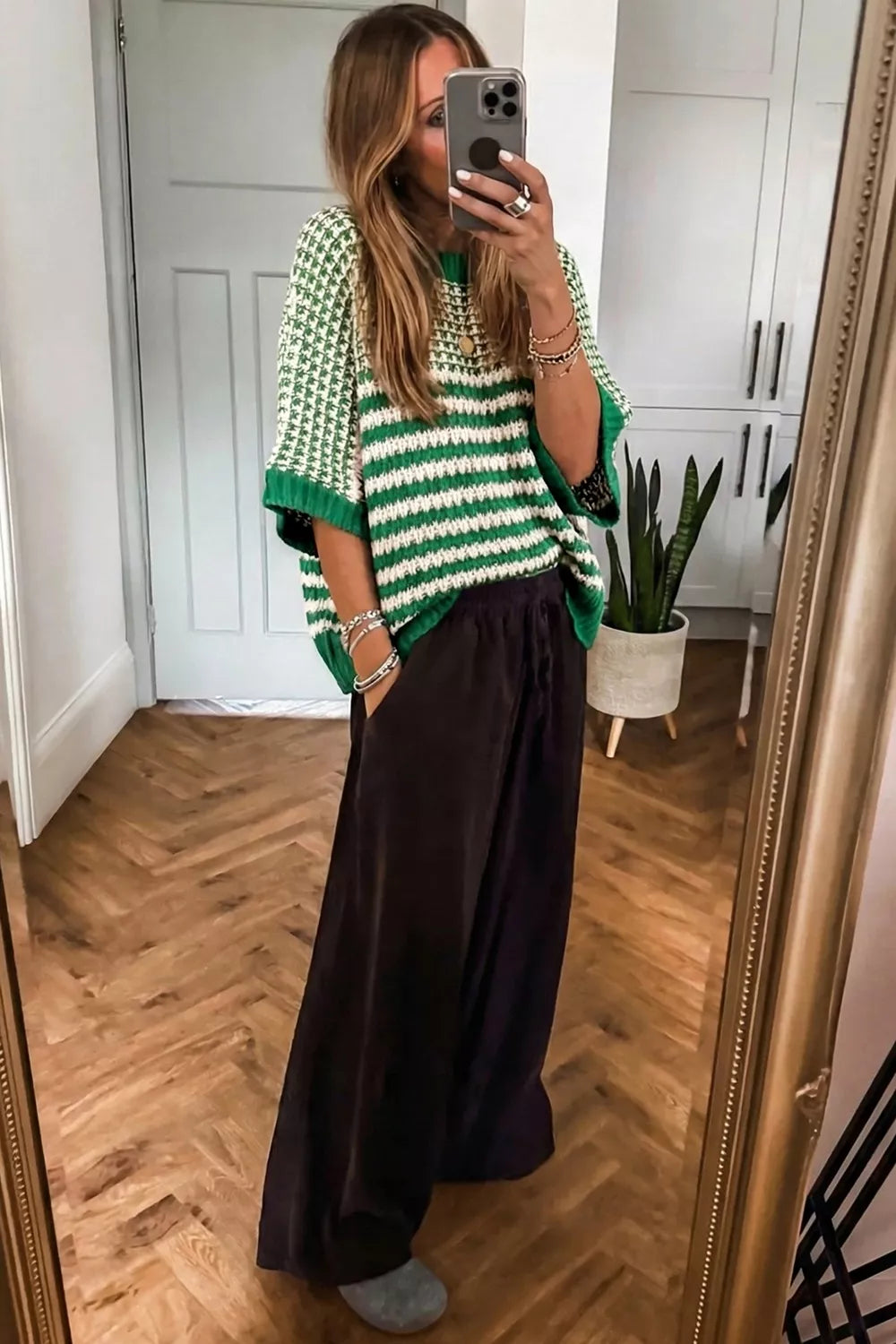 Trendsi Striped Textured Knit Sweater -