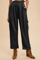 Trendsi Annie Wear Wide Leg Cargo Satin Pants -