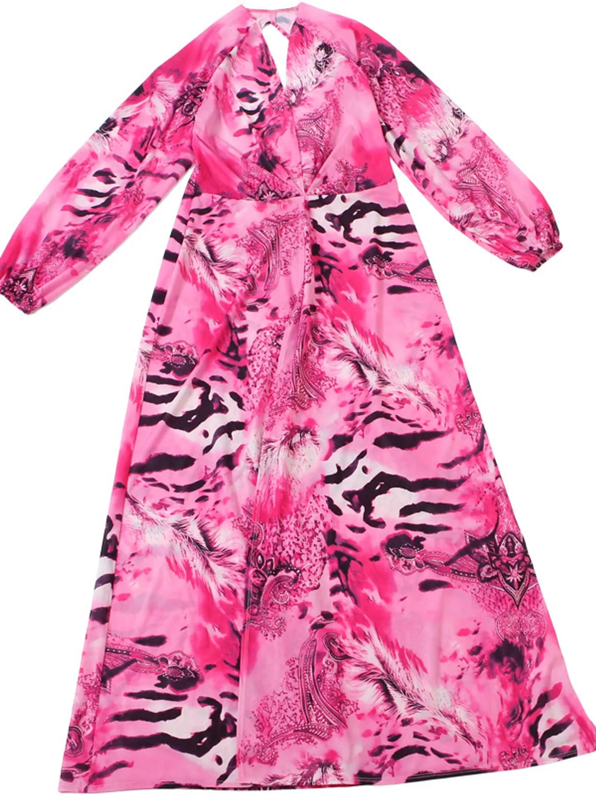 Printed maxi dress, pink flat lay