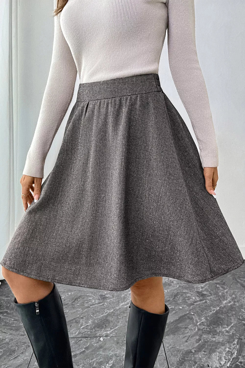 Trendsi A-Line Textured Skirt -