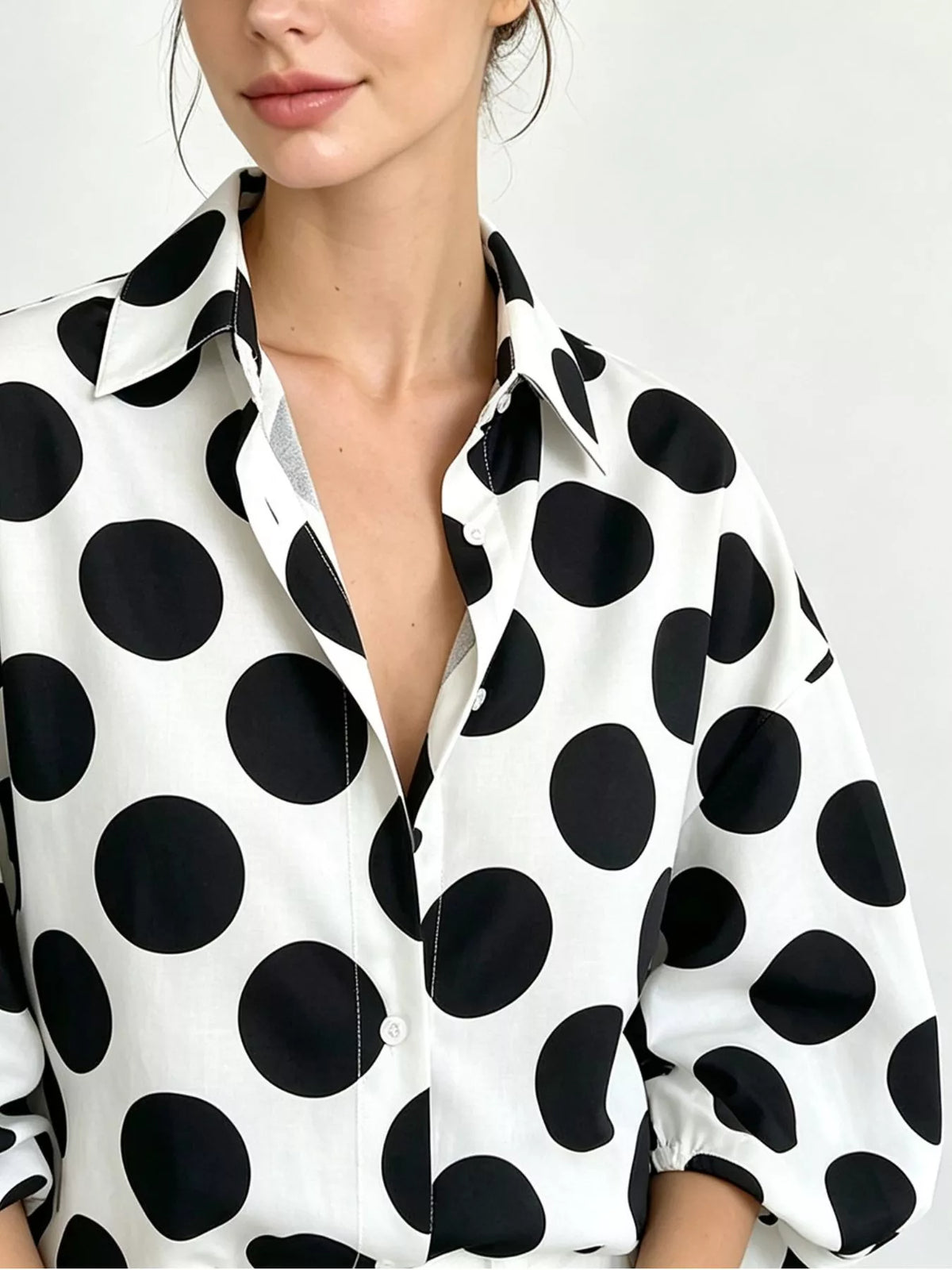 Trendsi Polka Dot Puff Sleeve Shirt -