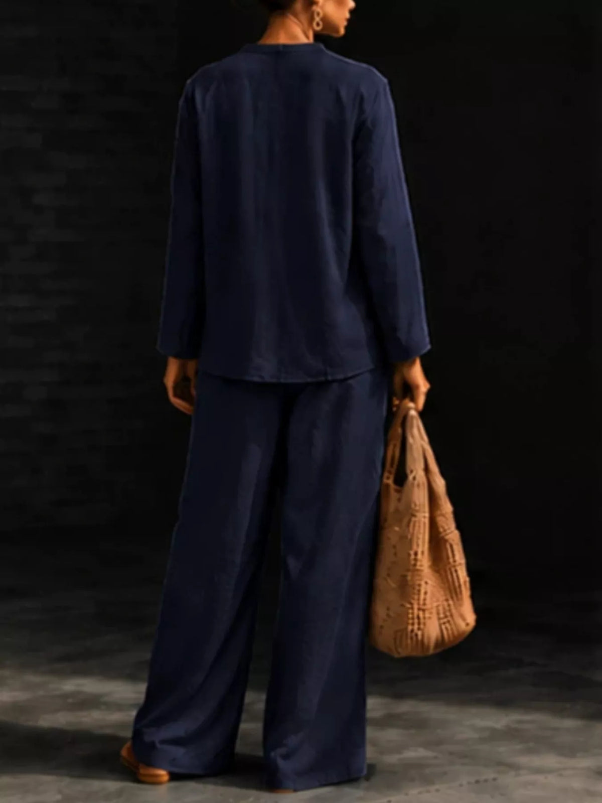 Trendsi Notched Long Sleeve Top and Pants Set -