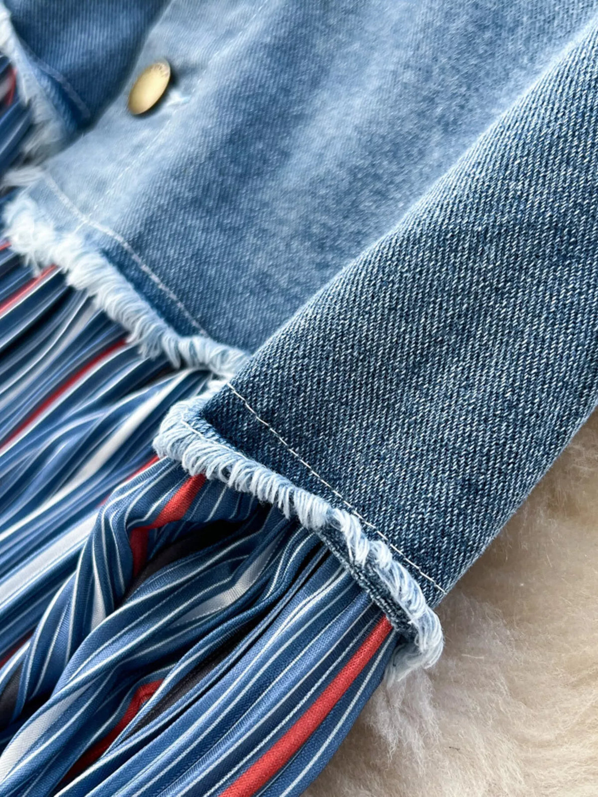 Trendsi Full Size Striped Patchwork Denim Skirt Plus Size -