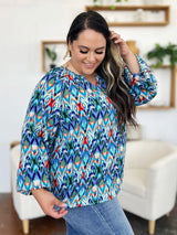 Trendsi Double Take Full Size Printed Balloon Sleeve Blouse -