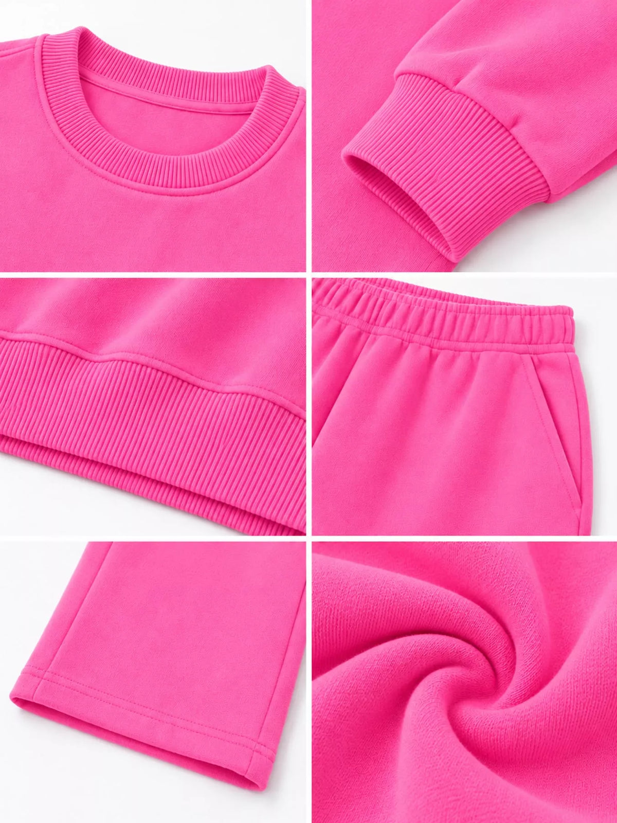 Crewneck Drop Shoulder Sweatshirt and Wide-Leg Pants Set — construction details