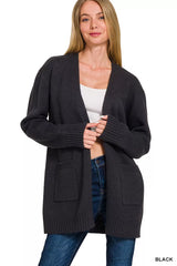 Trendsi Zenana Open Front Sweater Cardigan -