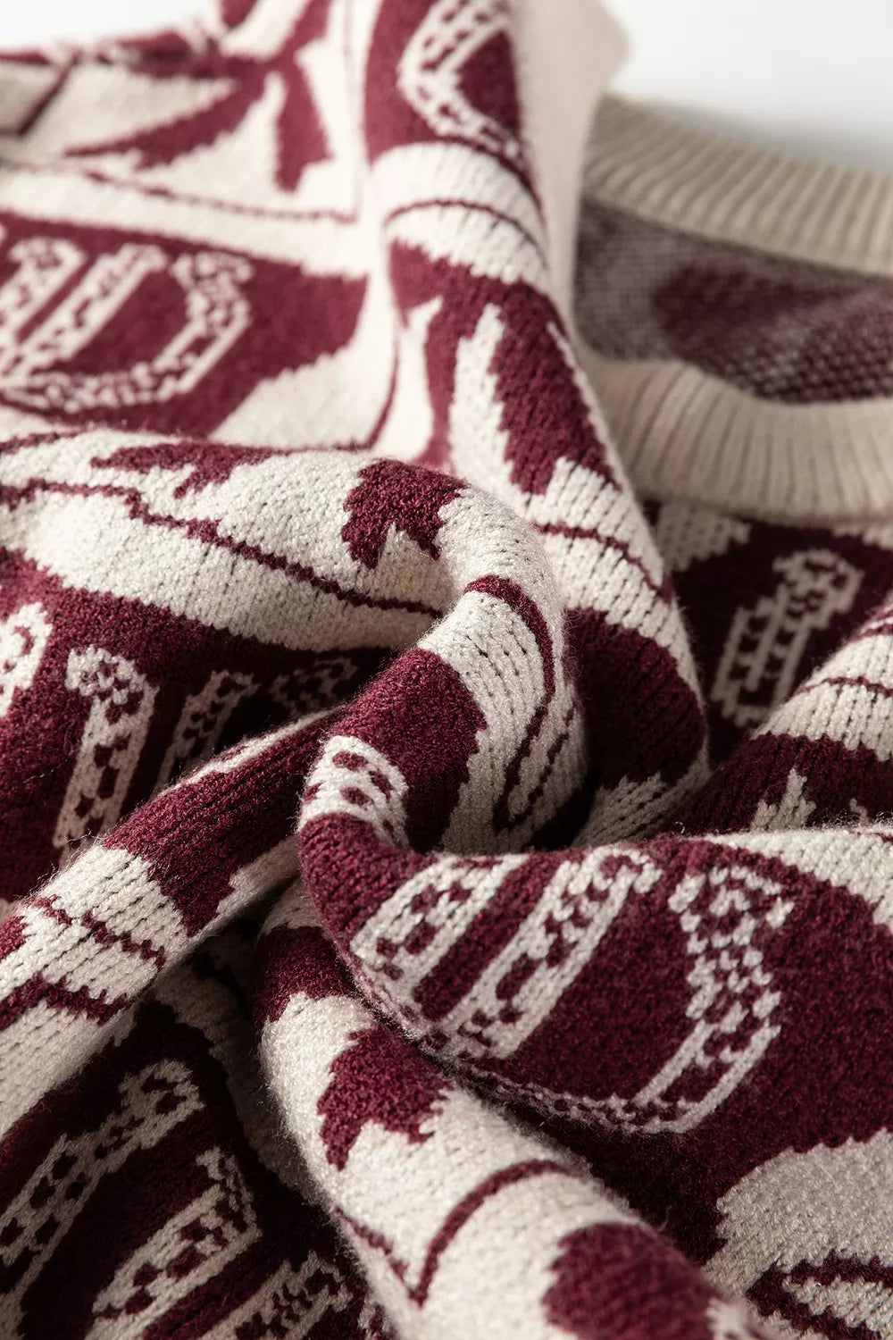 Trendsi Bows & Horseshoes Pattern Western Round Neck Sweater -