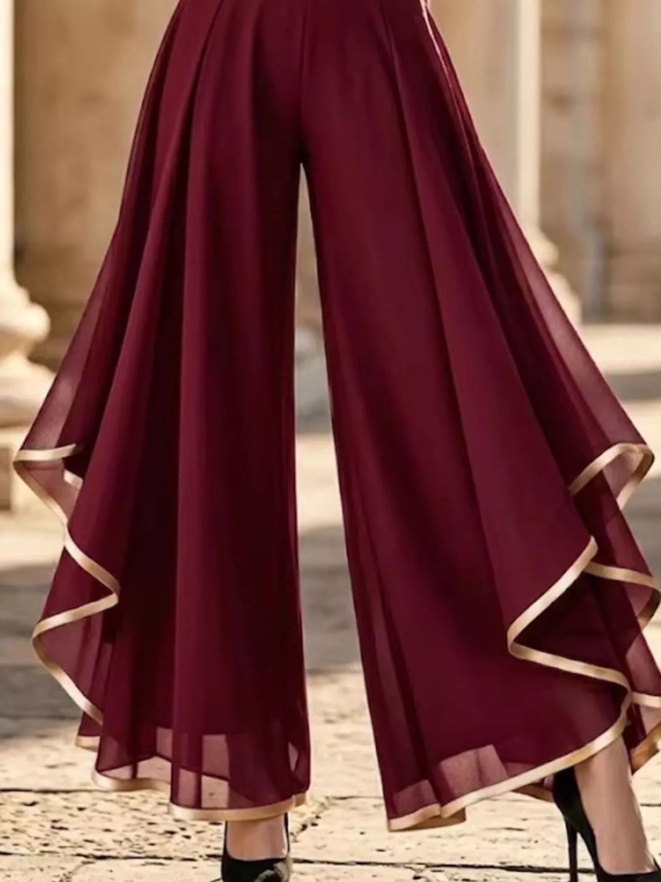 Trendsi Full Size High-Waisted Chiffon Wide-Leg Pants Plus Size -