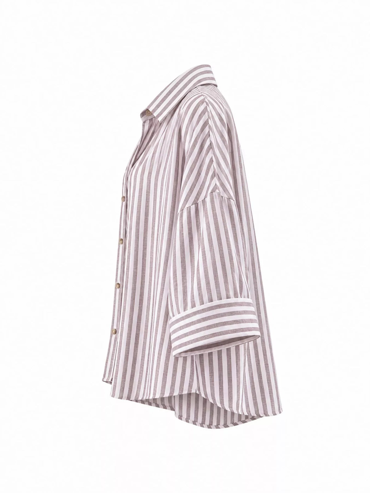 Gray Stripes button-up three-quarter sleeve shirt