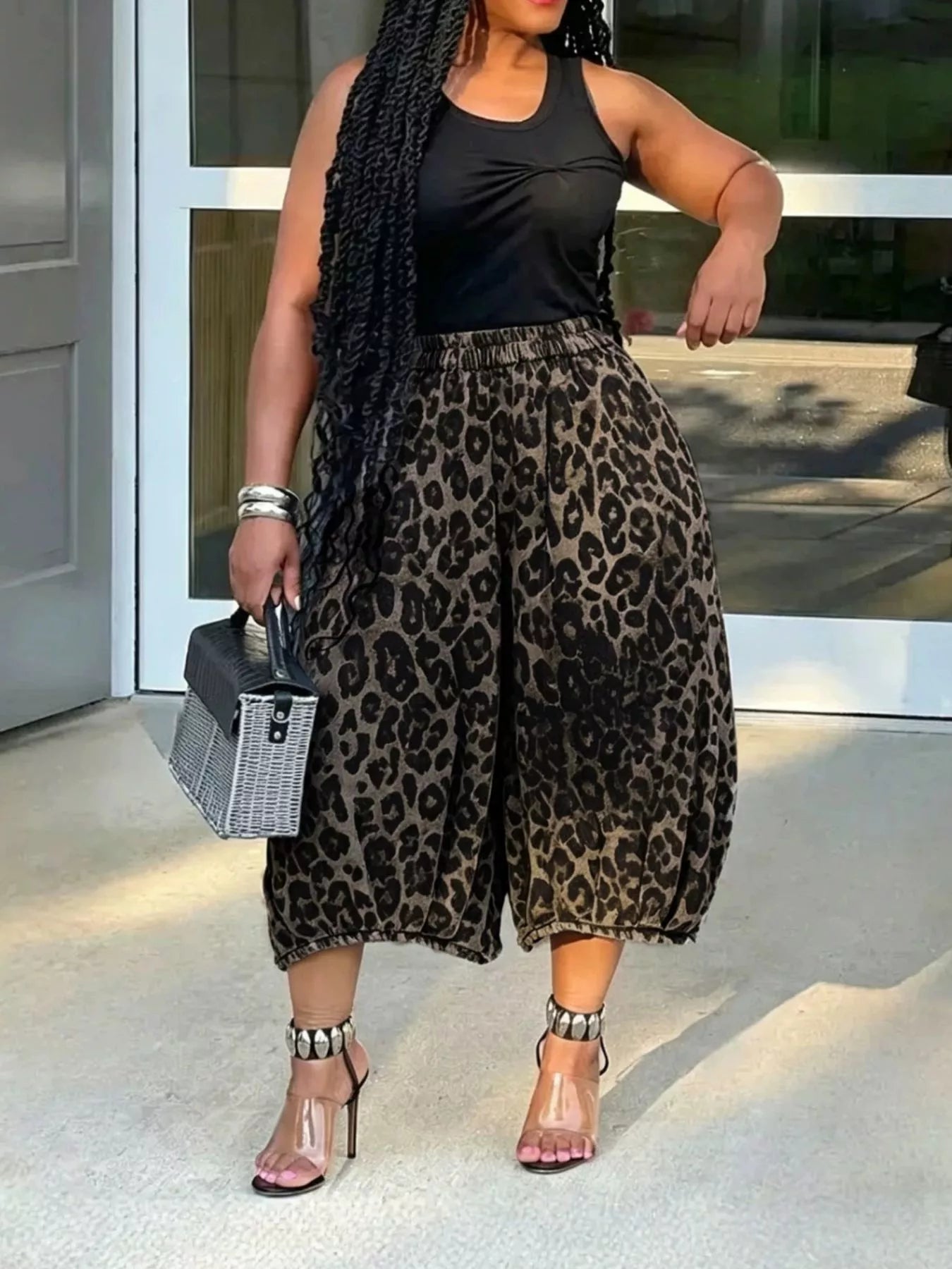 Trendsi Elastic Waist Wide Leg Pants -