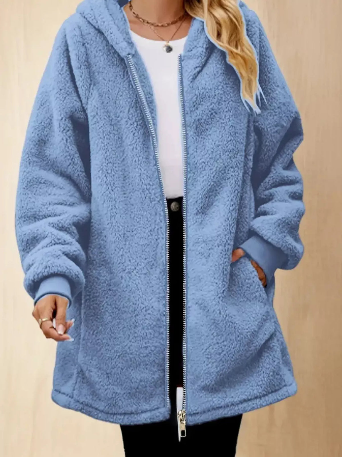 Peacock blue long-sleeve coat