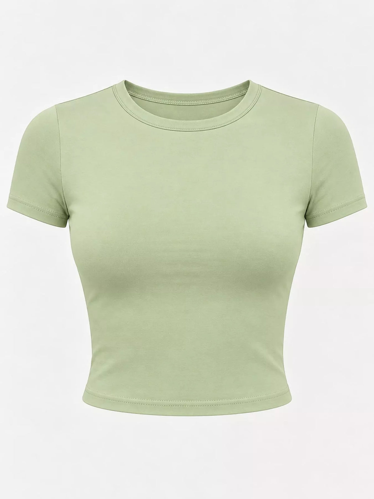 Light green crew neck crop T-shirt, front product view