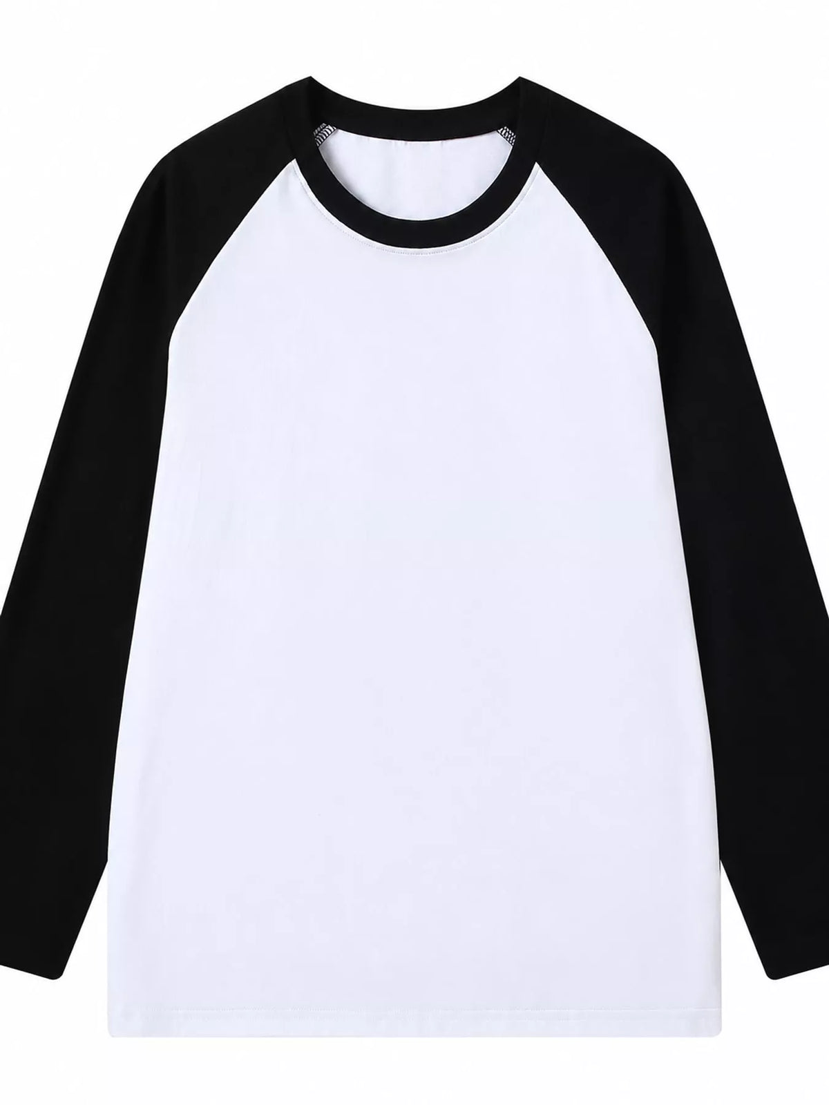 White And Black contrast raglan long sleeve t-shirt