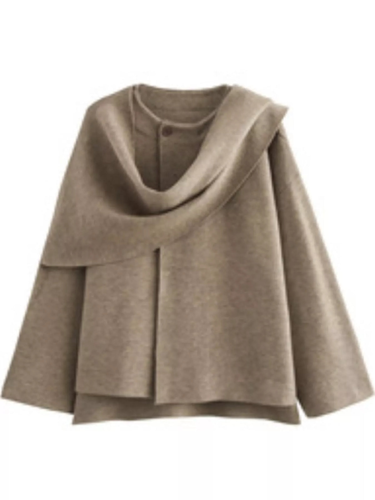 Oversized Drape-Front Knit Cardigan — garment front