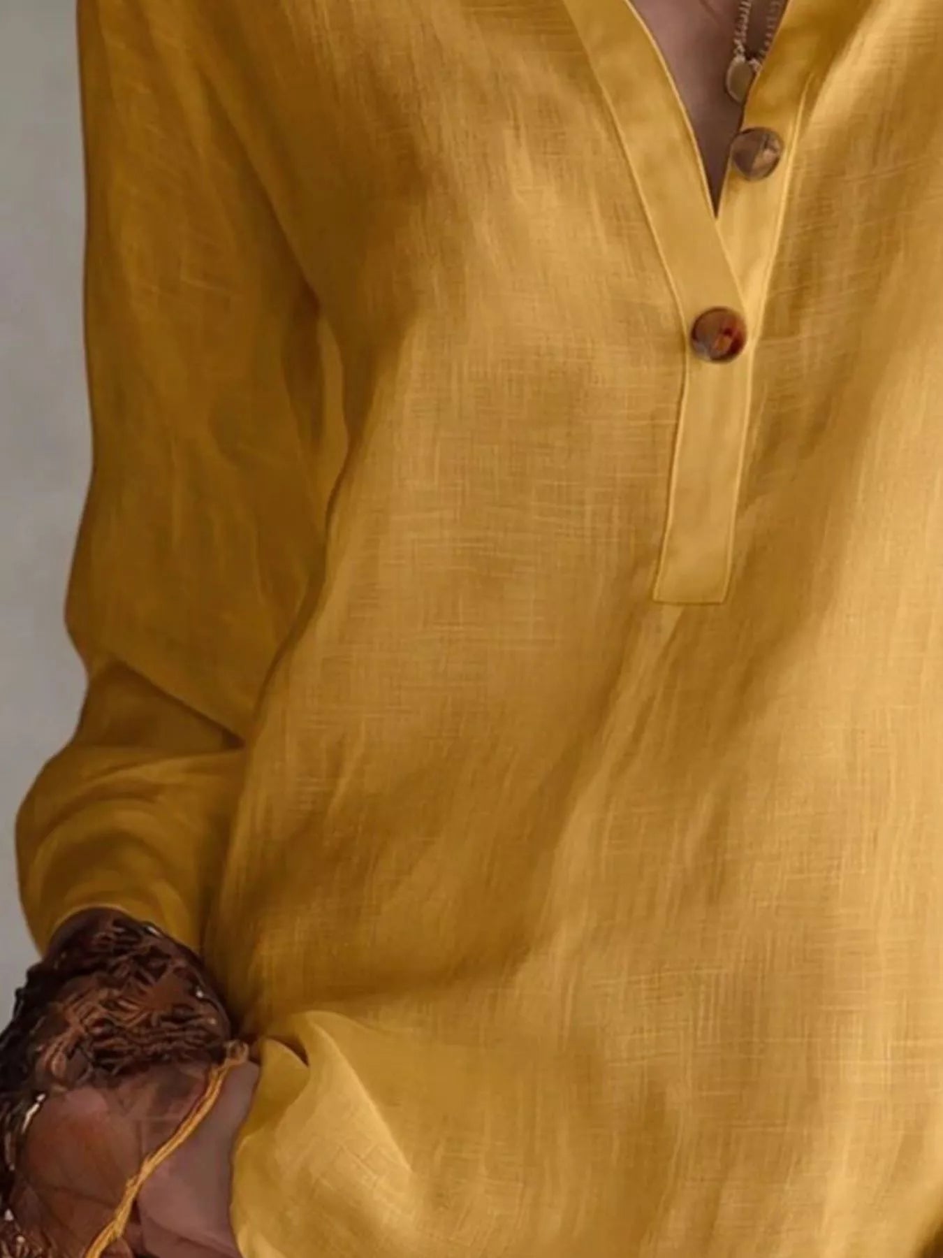Trendsi Button Detail Long Sleeve Blouse -