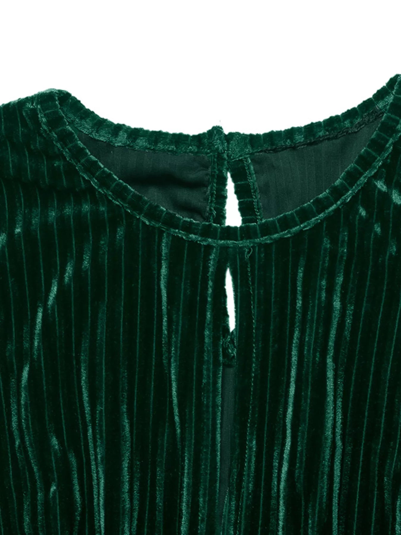 Trendsi Ribbed Keyhole Long Sleeve Mini Dress -