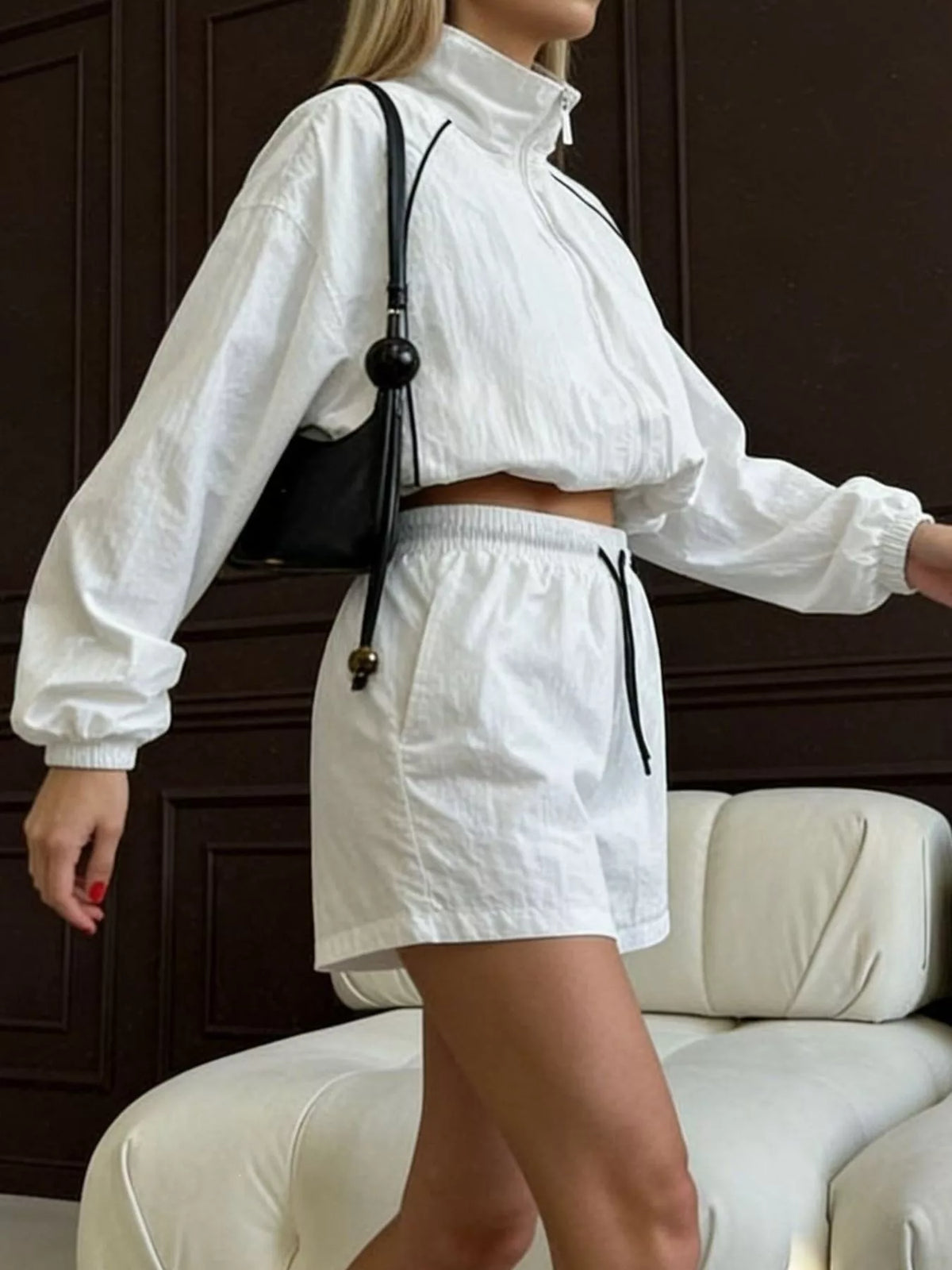 Trendsi Zip-Up Jacket and Shorts Two-Piece Set -