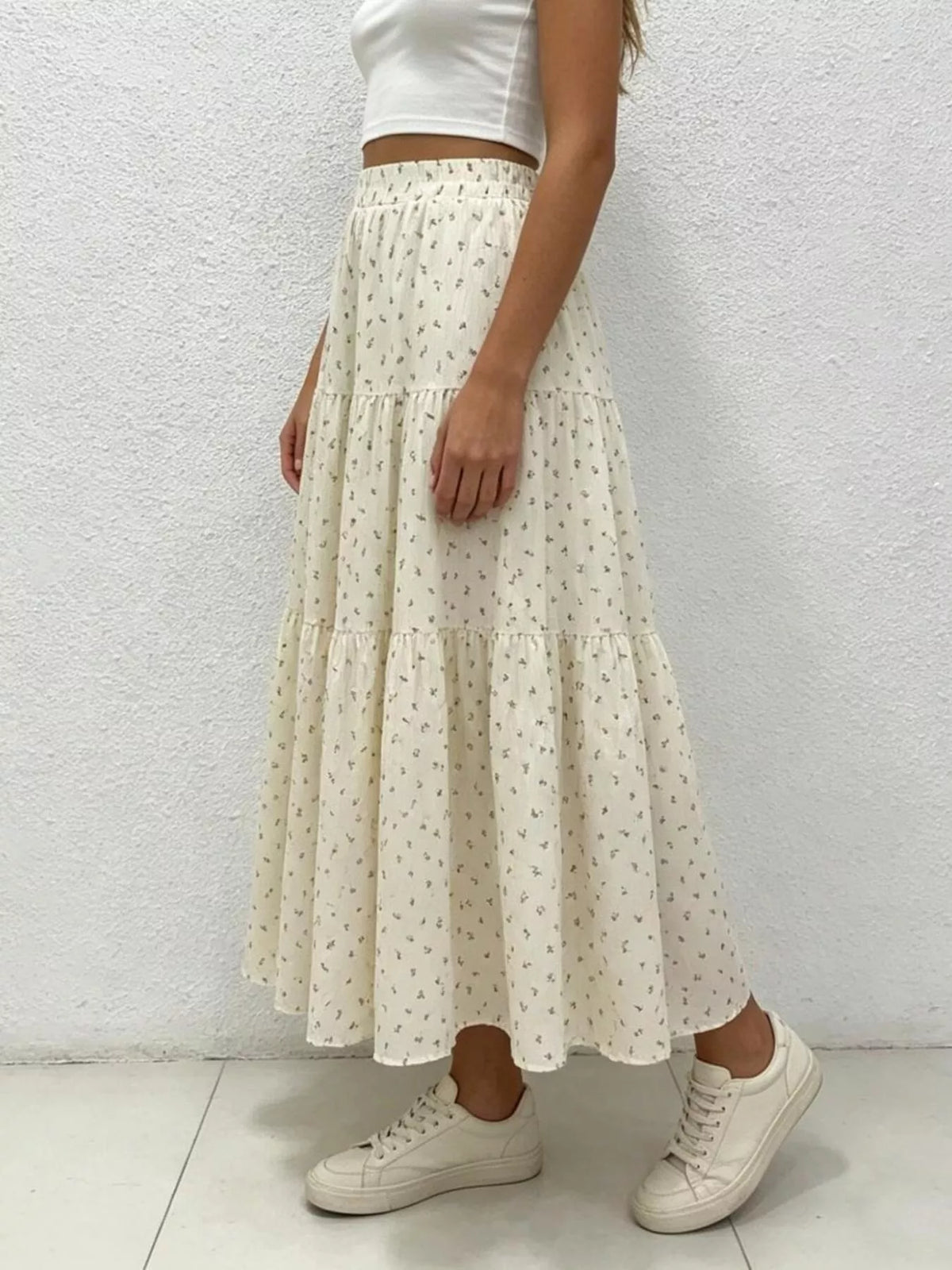 Trendsi Floral Print Tiered Flowy Maxi Skirt -