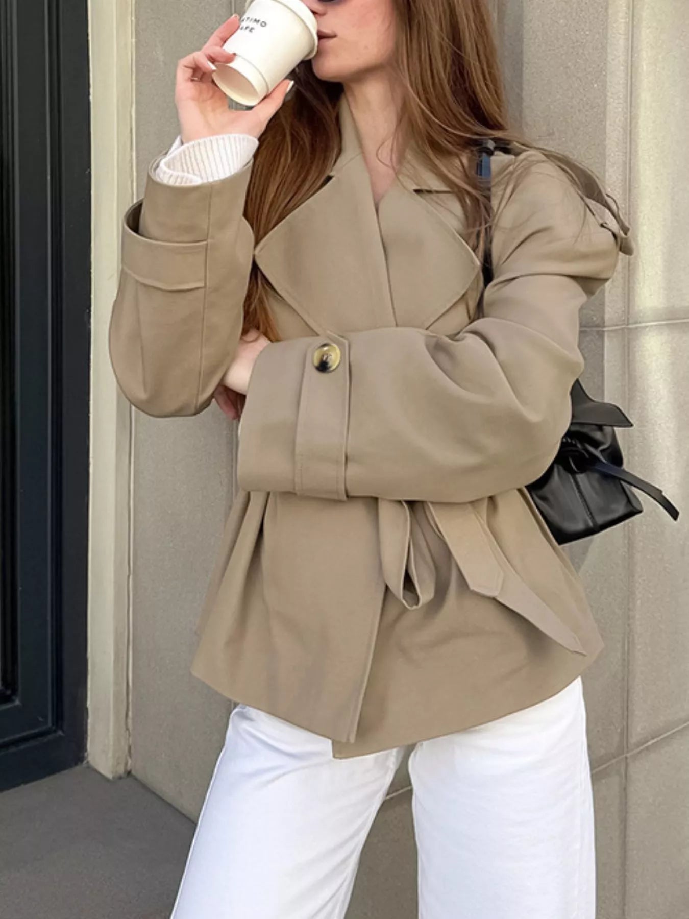 Trendsi Chic Double-Breasted Belted Trench Coat - Outerwear
