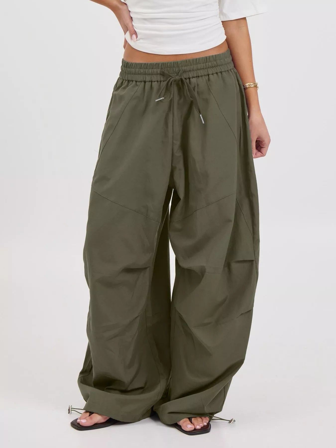Trendsi Drawstring Wide Leg Pants -