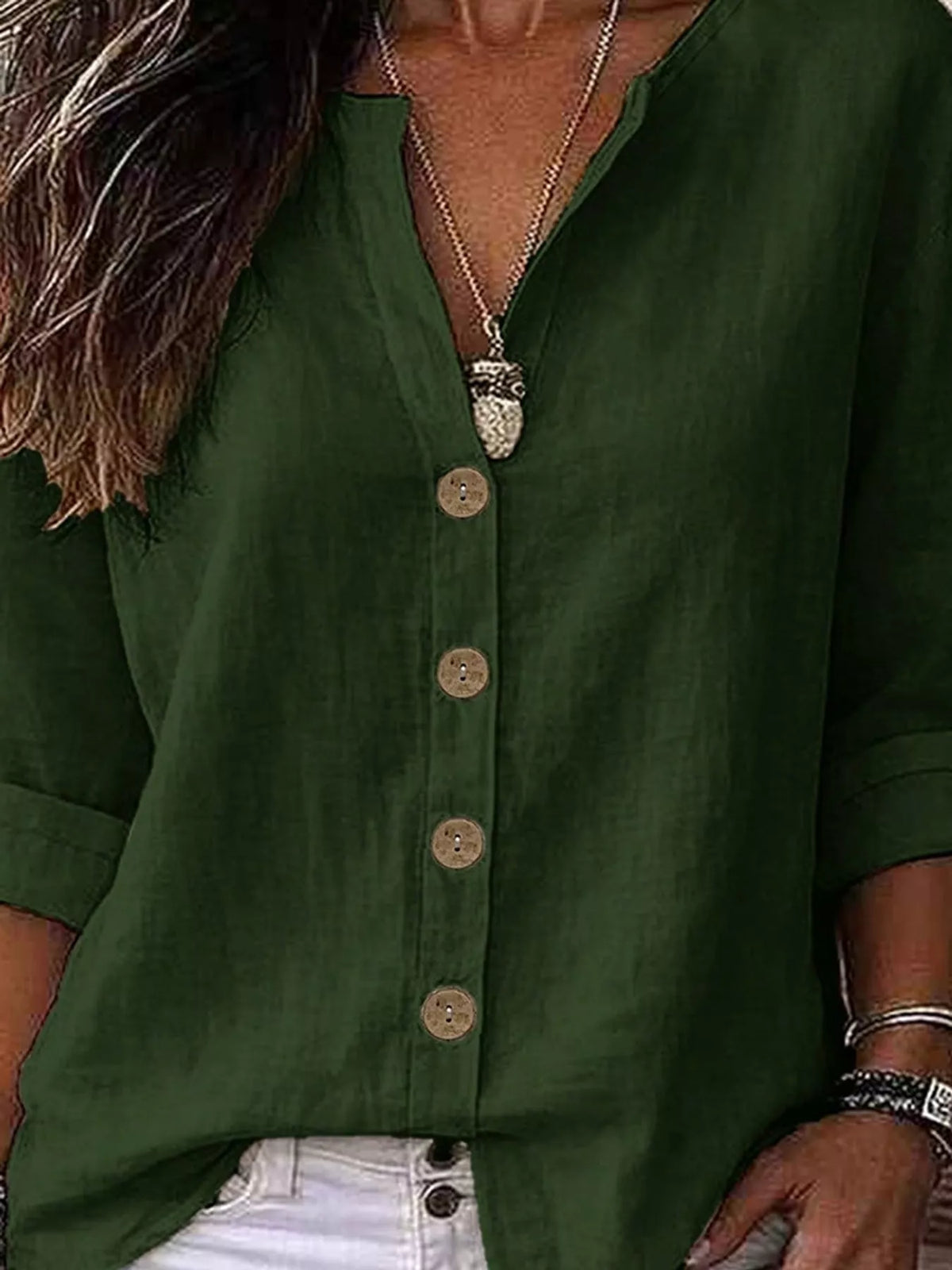 Notched-neck shirt, green front