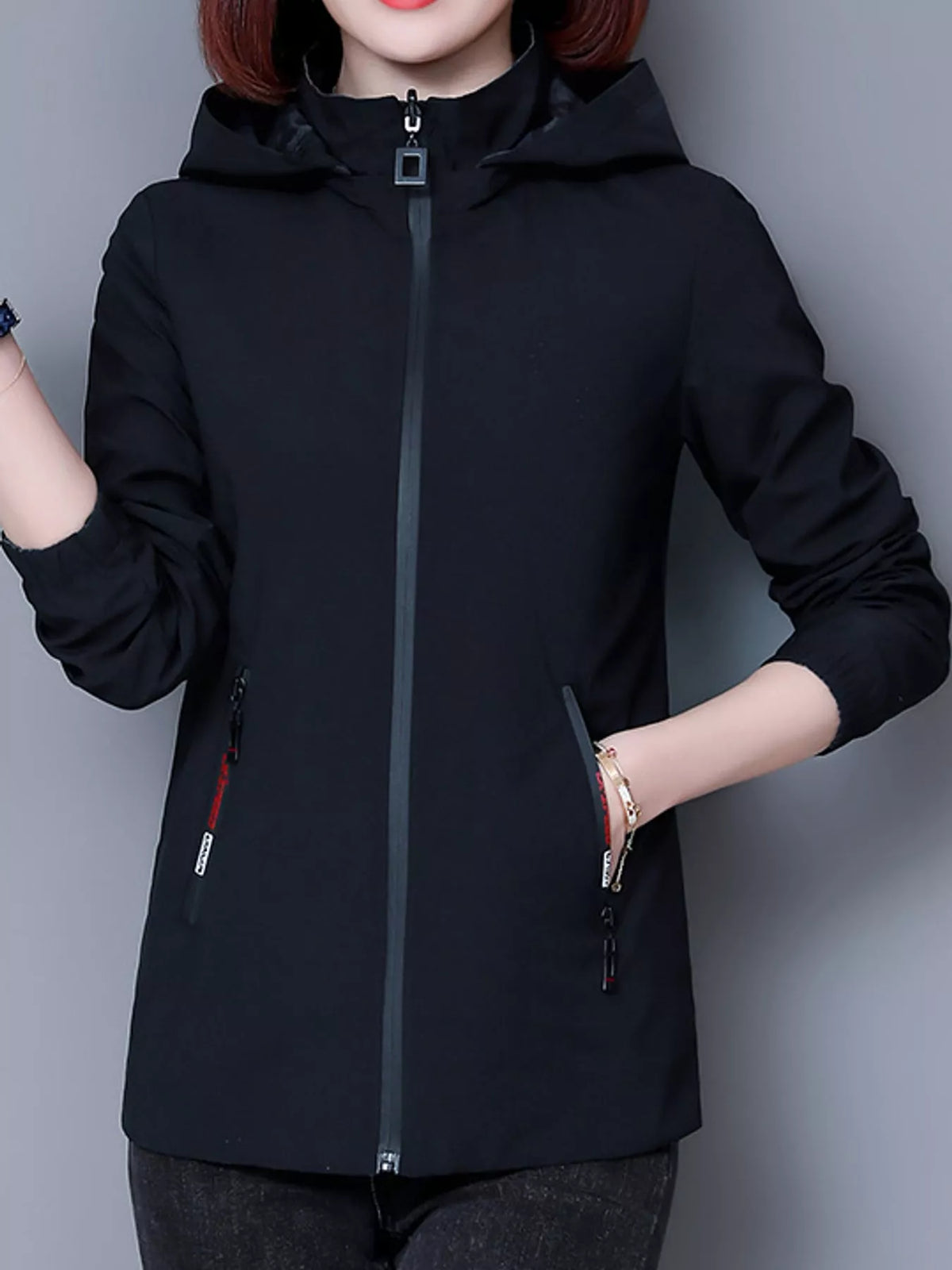 Zip-Up Hooded Jacket — front view