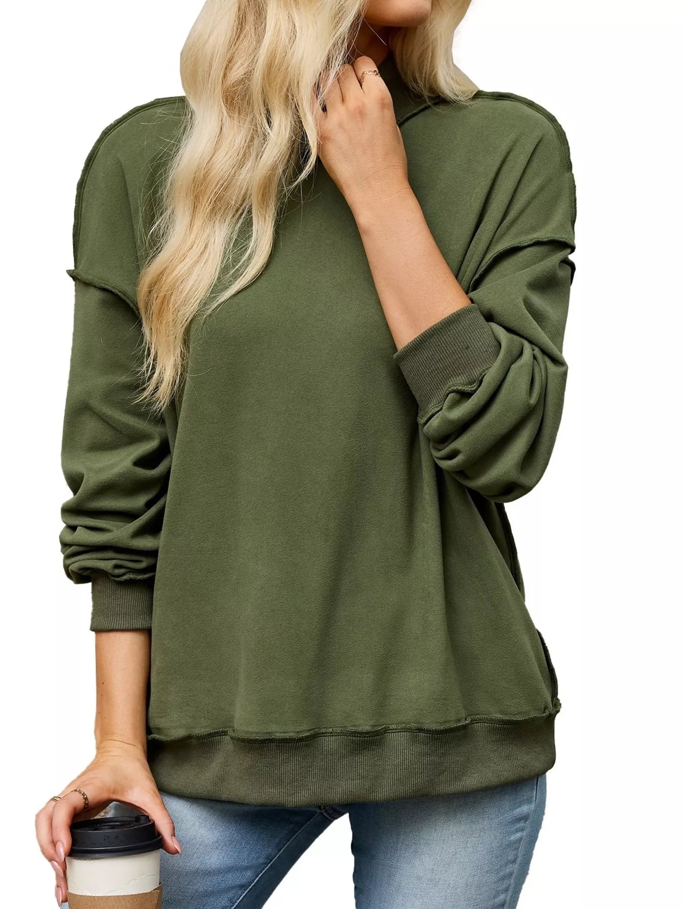 Trendsi Loose Fit Crew Neck Sweatshirt -