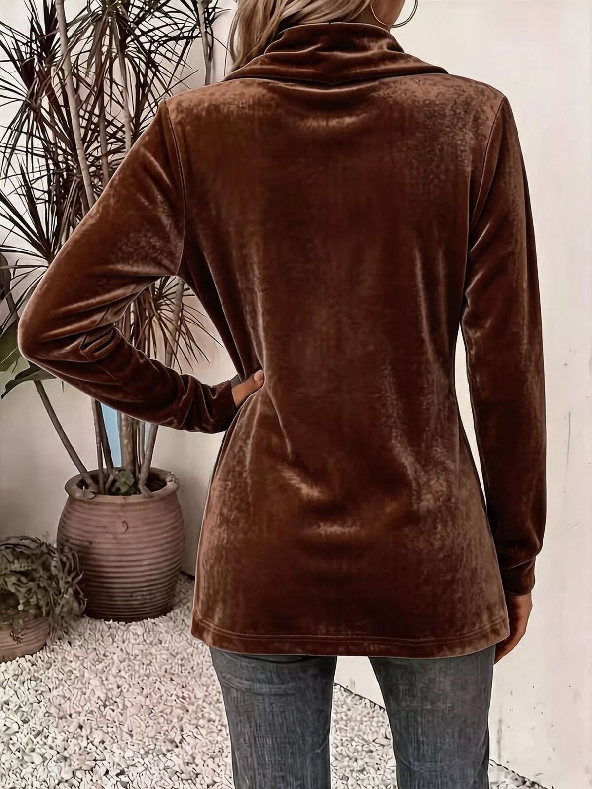 Trendsi Full Size Velvet Open-Front Cardigan Plus Size -