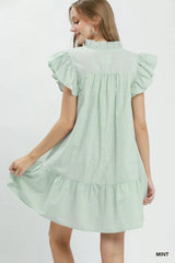 Trendsi Umgee Stripe Smocked Yoke Ruffle Dress -