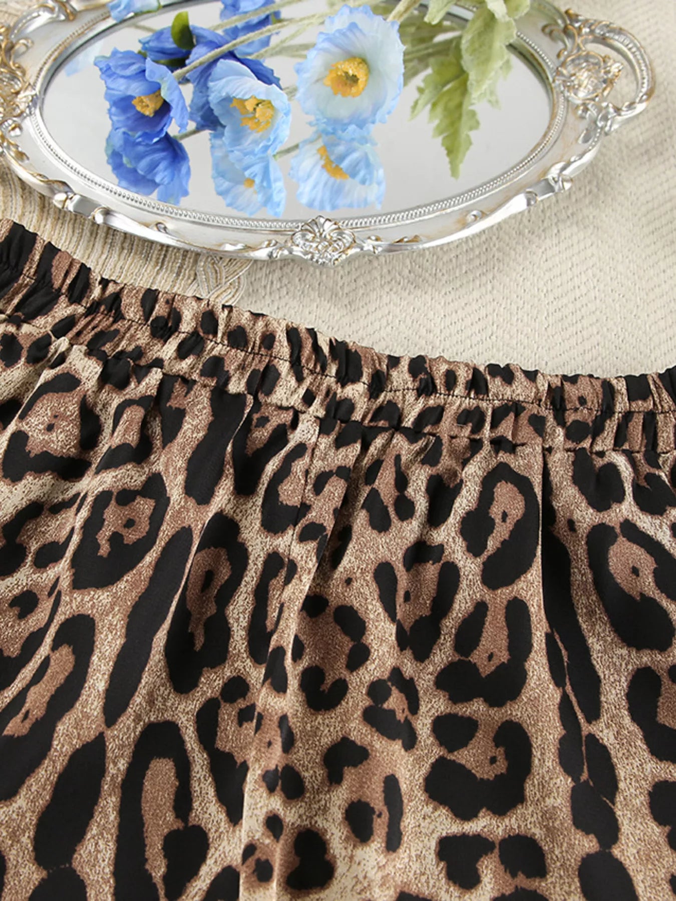 Trendsi Leopard Bra & Cardigan and Shorts Set -