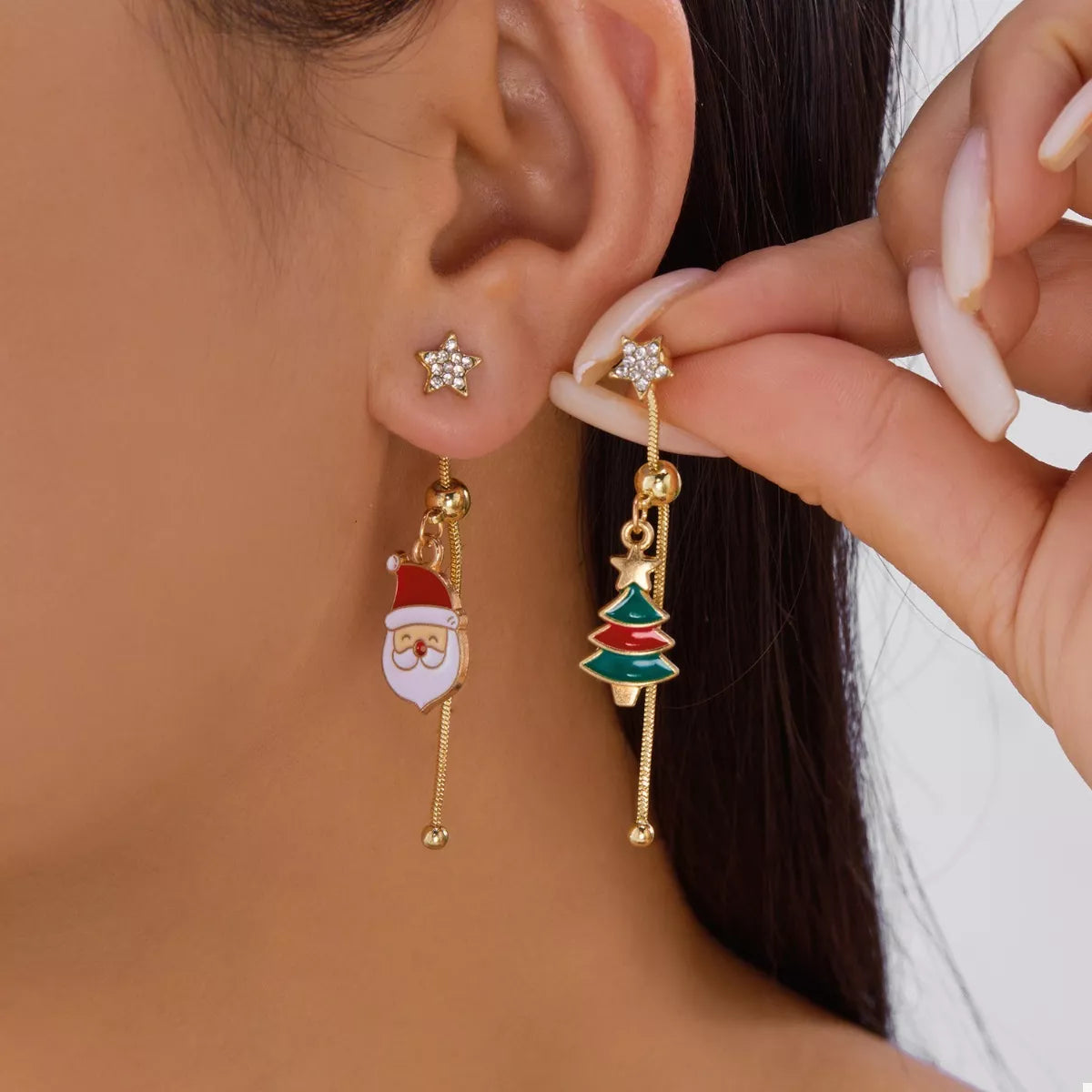 Trendsi Christmas Santa Asymmetrical Drop Earrings -