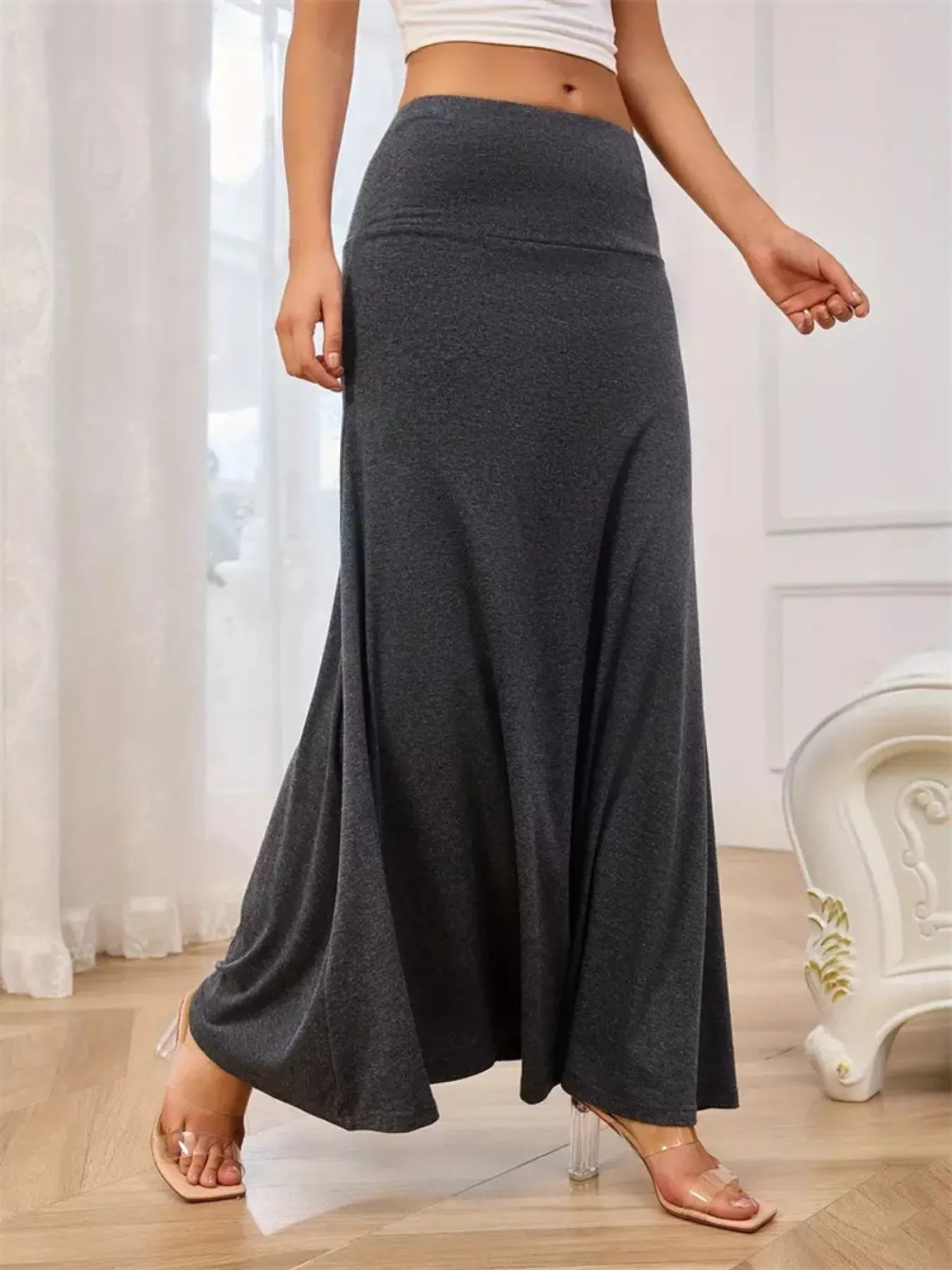 Trendsi Flowy Maxi Skirt with Wide Waistband -