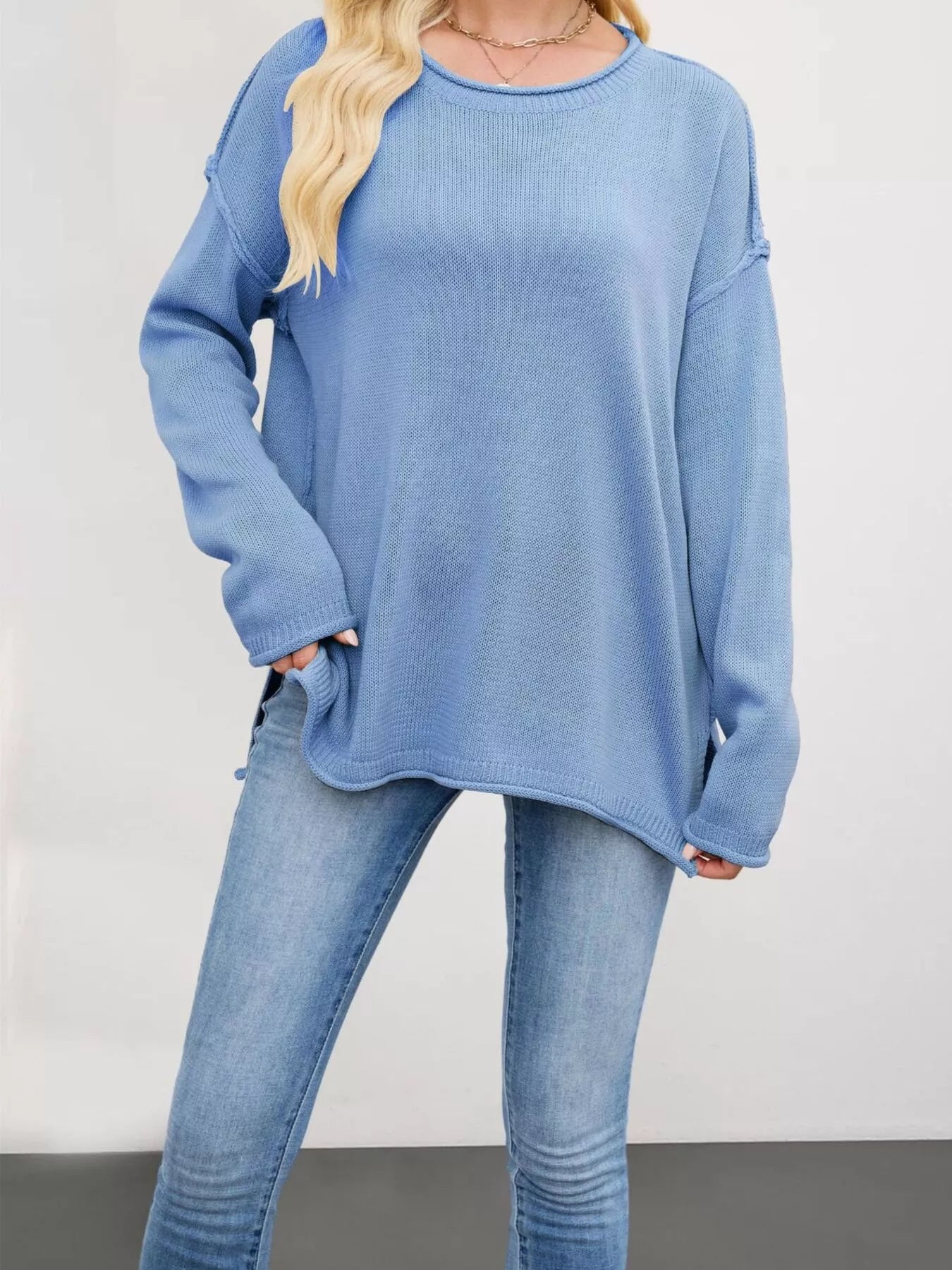 Trendsi Casual Loose-Fit Crew Neck Sweater -