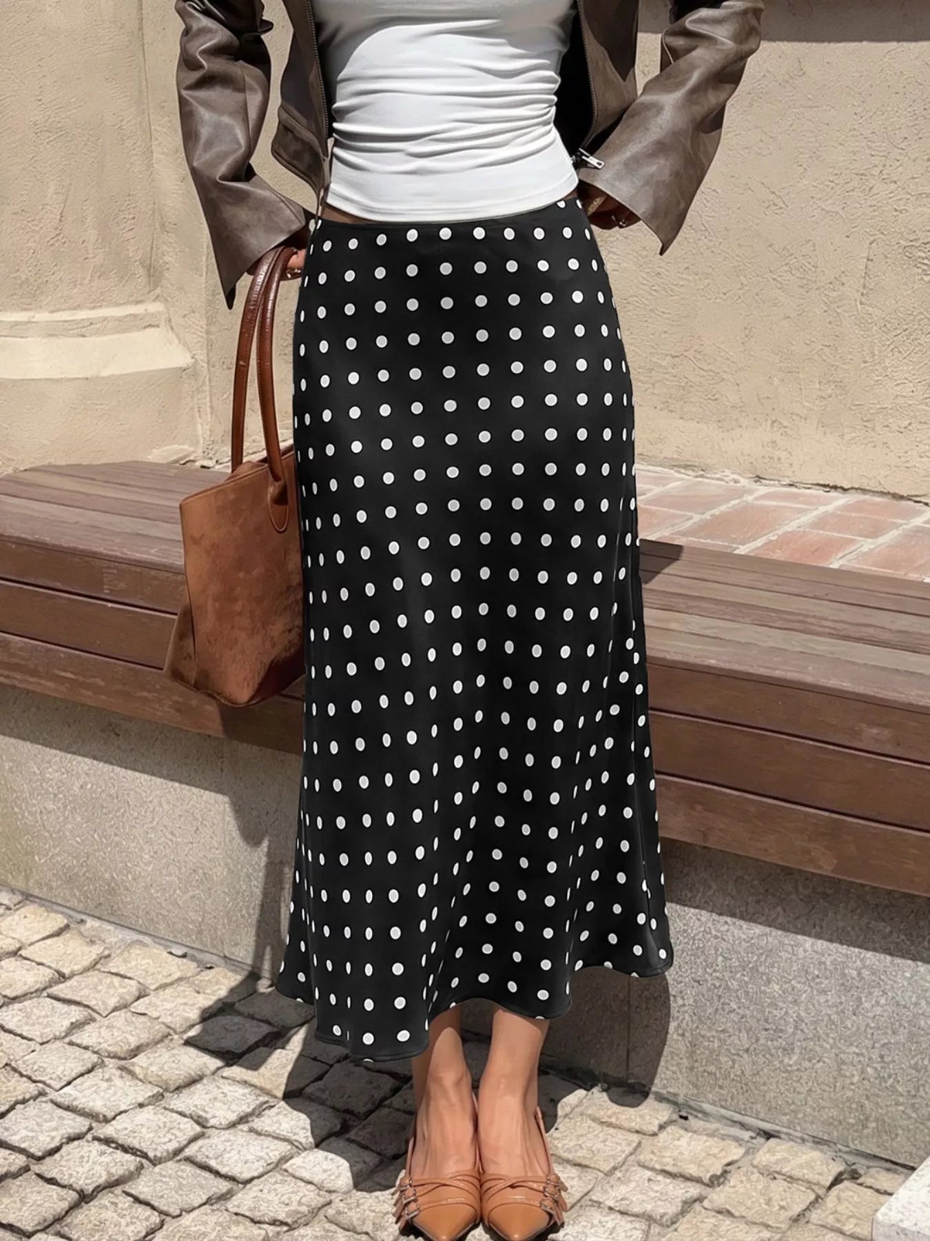 Trendsi Polka Dot Midi Skirt -