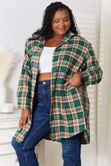Trendsi Mandy Plaid Collared Neck Long Sleeve Shirt -