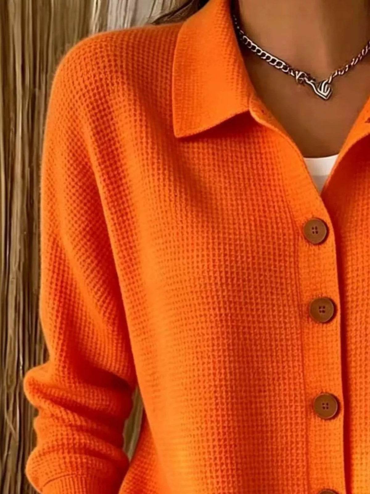 Waffle Knit Button-Down Shirt — construction details