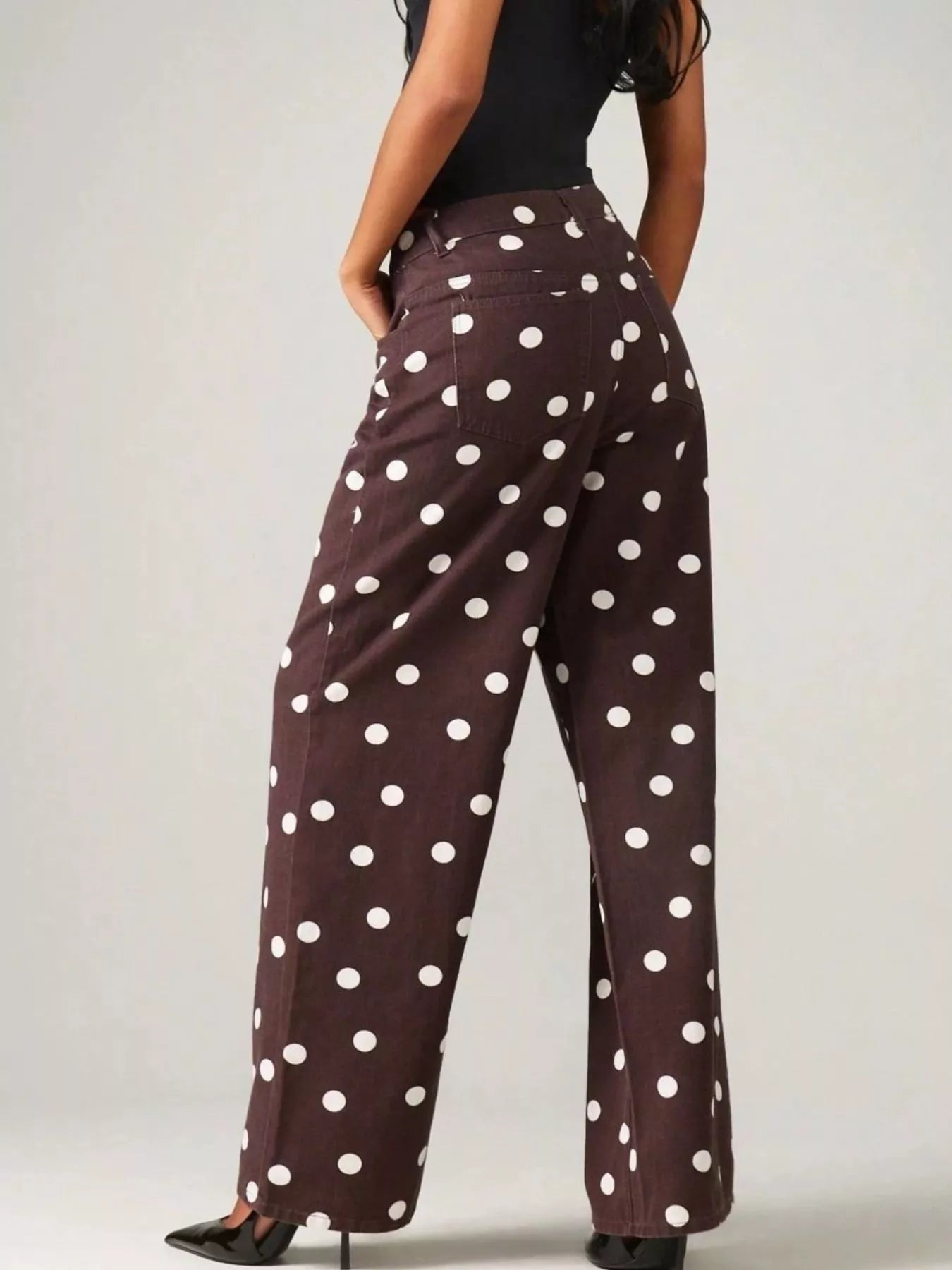 Trendsi Polka Dot Wide-Leg Jeans -