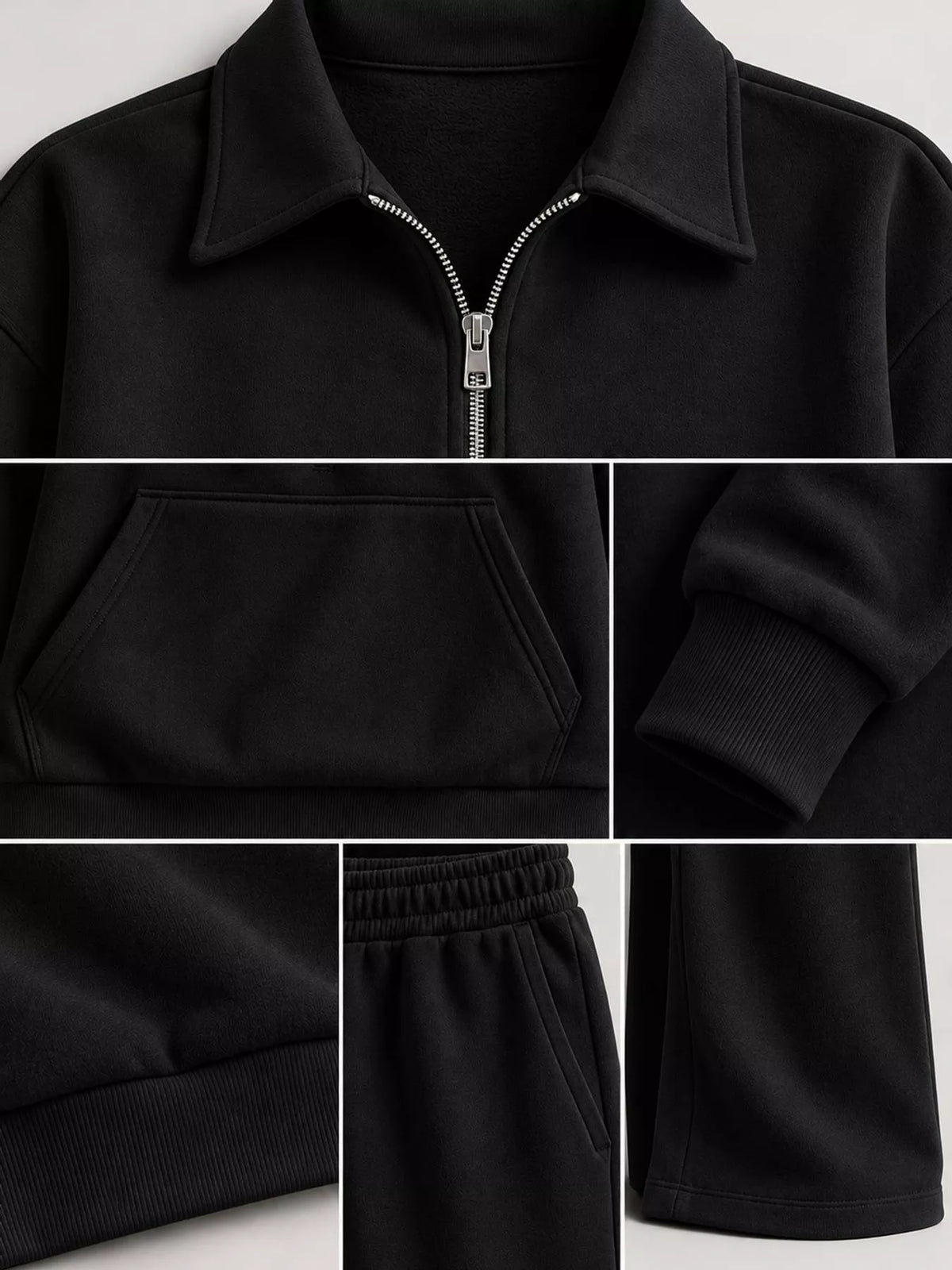 Collared long sleeve outfit set, construction and design details