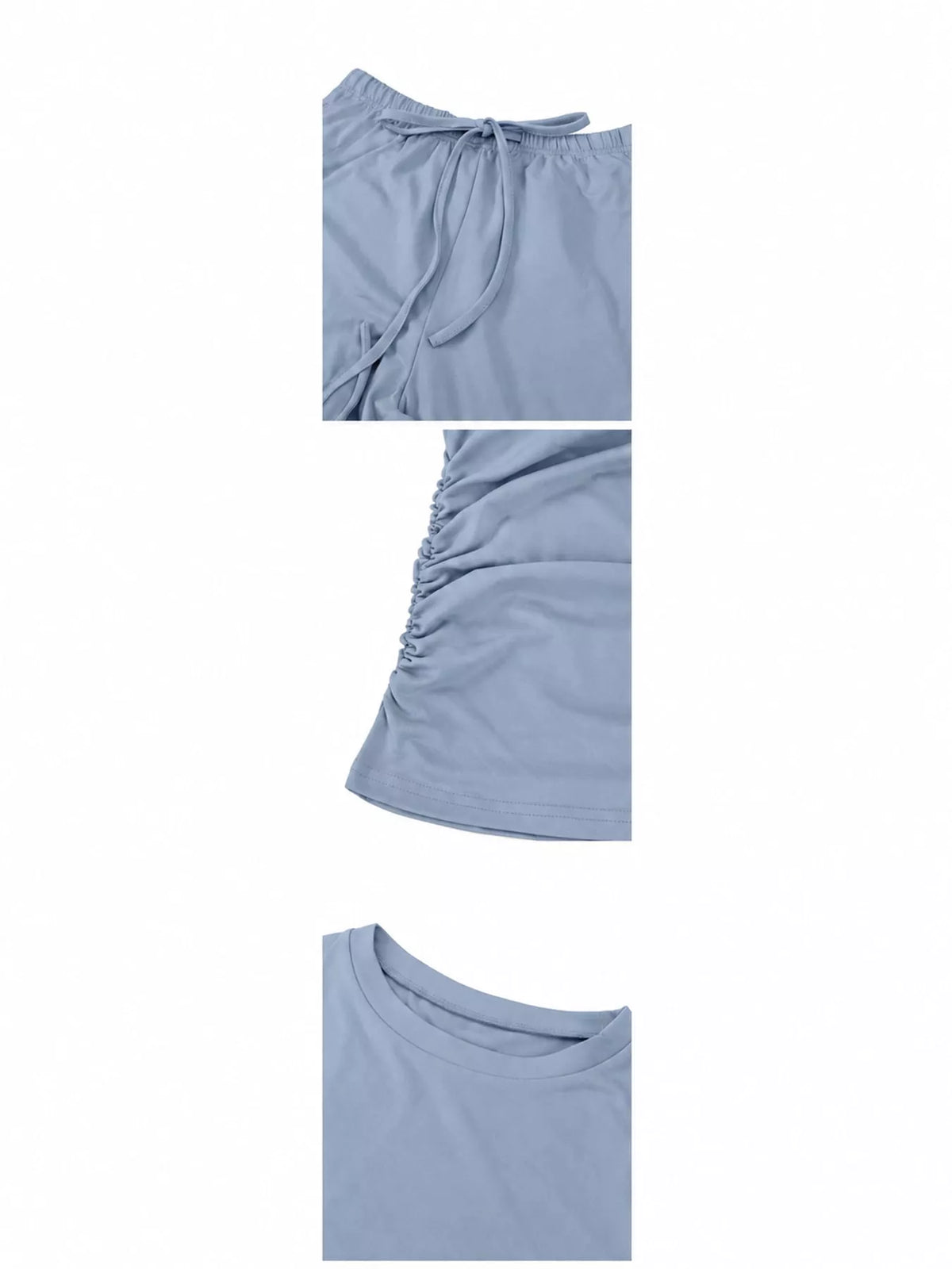 Long Sleeve Top and Wide-Leg Drawstring Pants Set — construction details