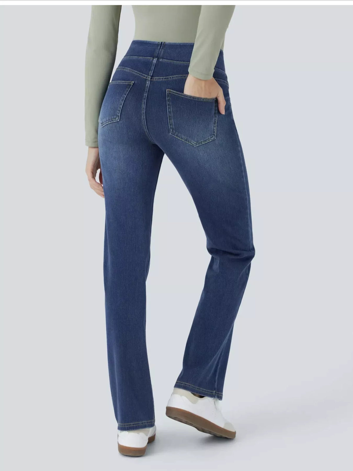 High-Waisted Flared Jeans — back view