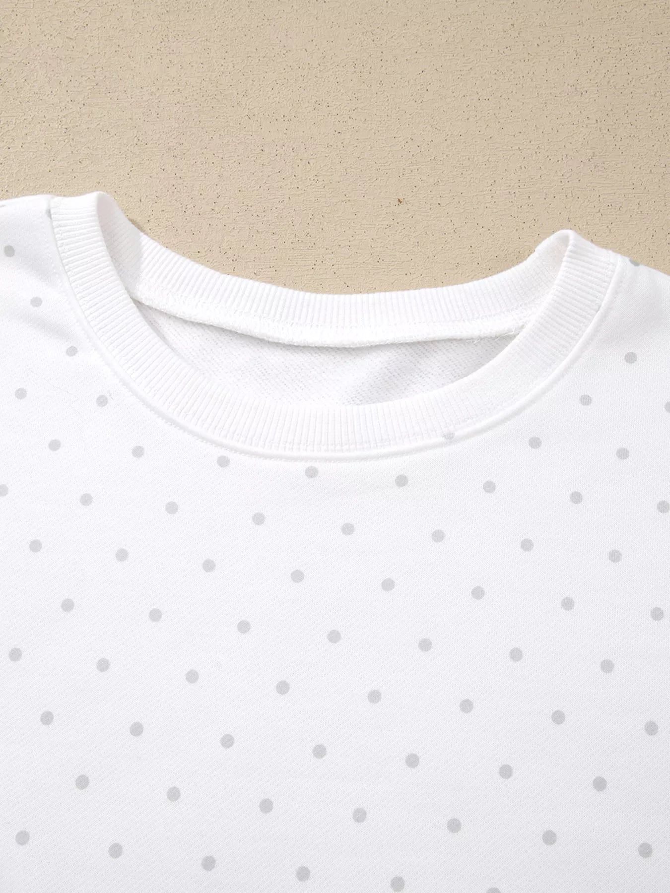 Trendsi Polka Dot Long Sleeve Sweatshirt and Shorts Set -