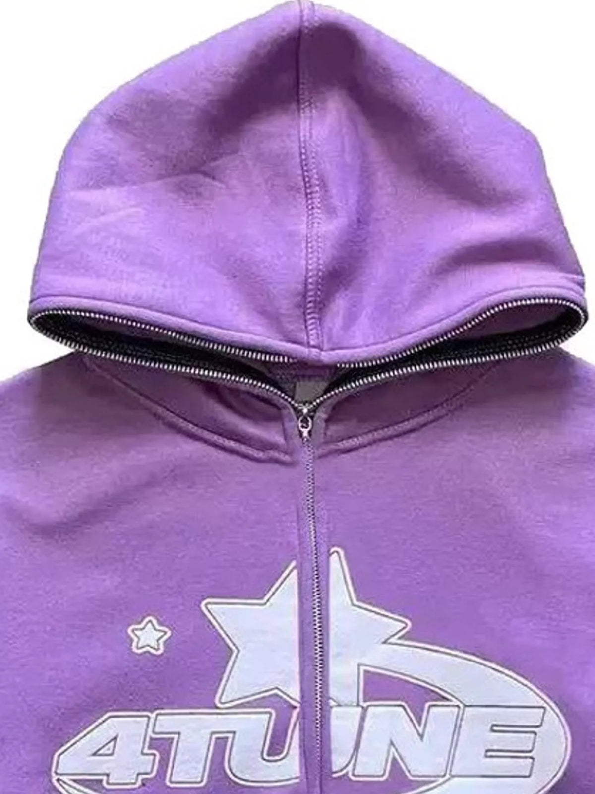 Letter-print hoodie, purple hood detail