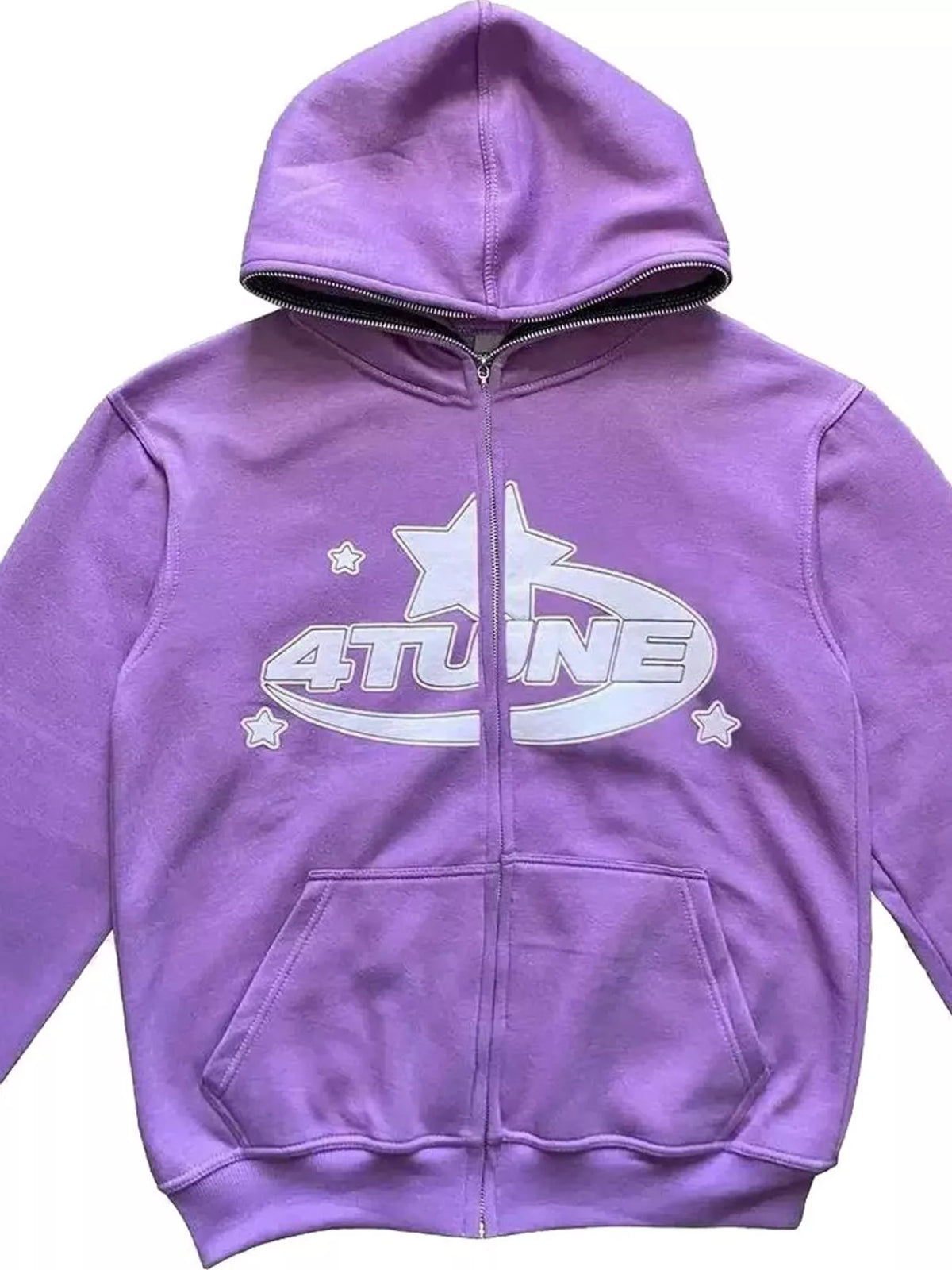 Letter-print hoodie, purple flat lay