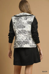 Trendsi Umgee Toile Quilted Vest with Ruffle Collar -
