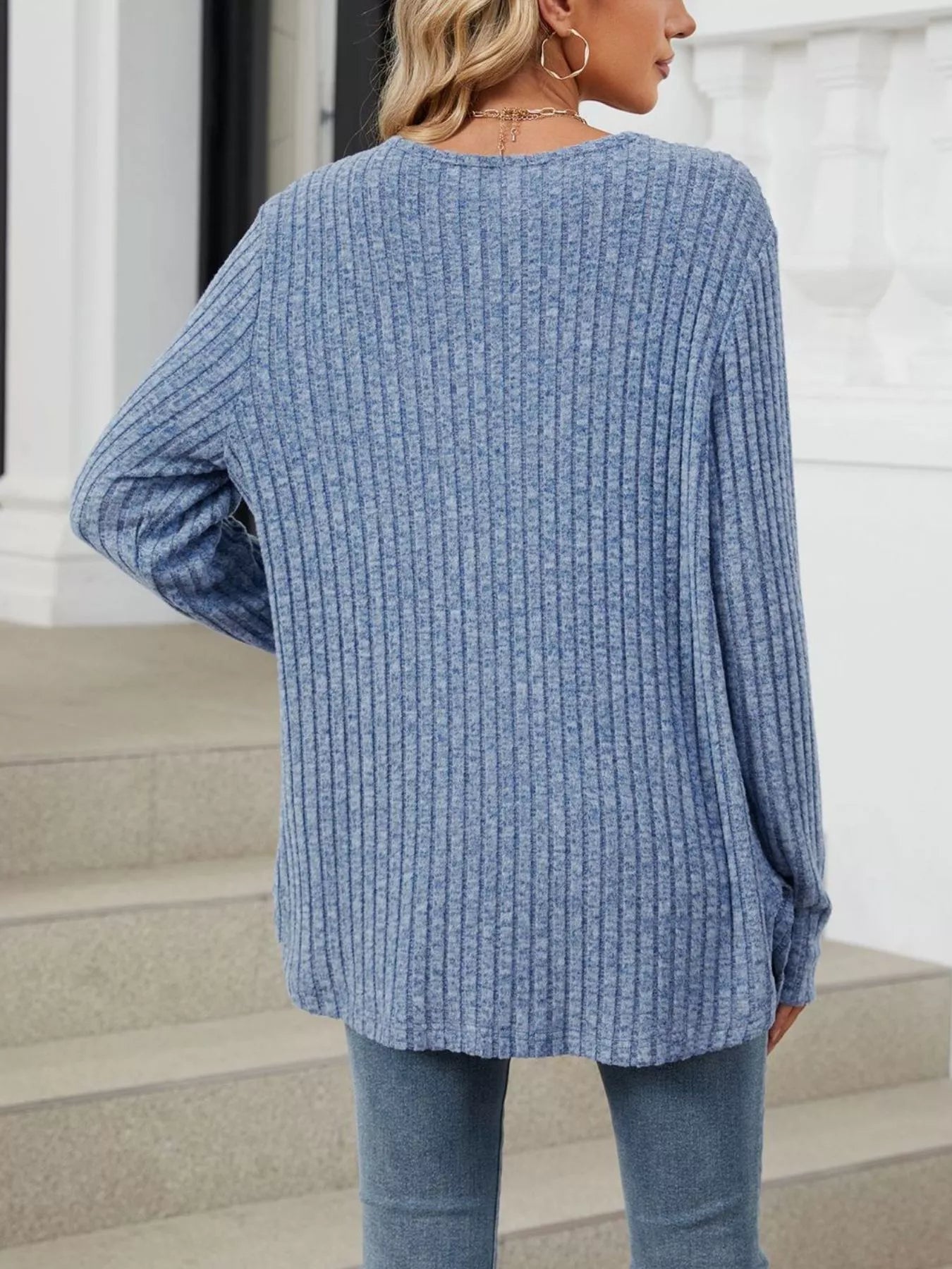 Trendsi Ribbed Button-Up Cardigan -