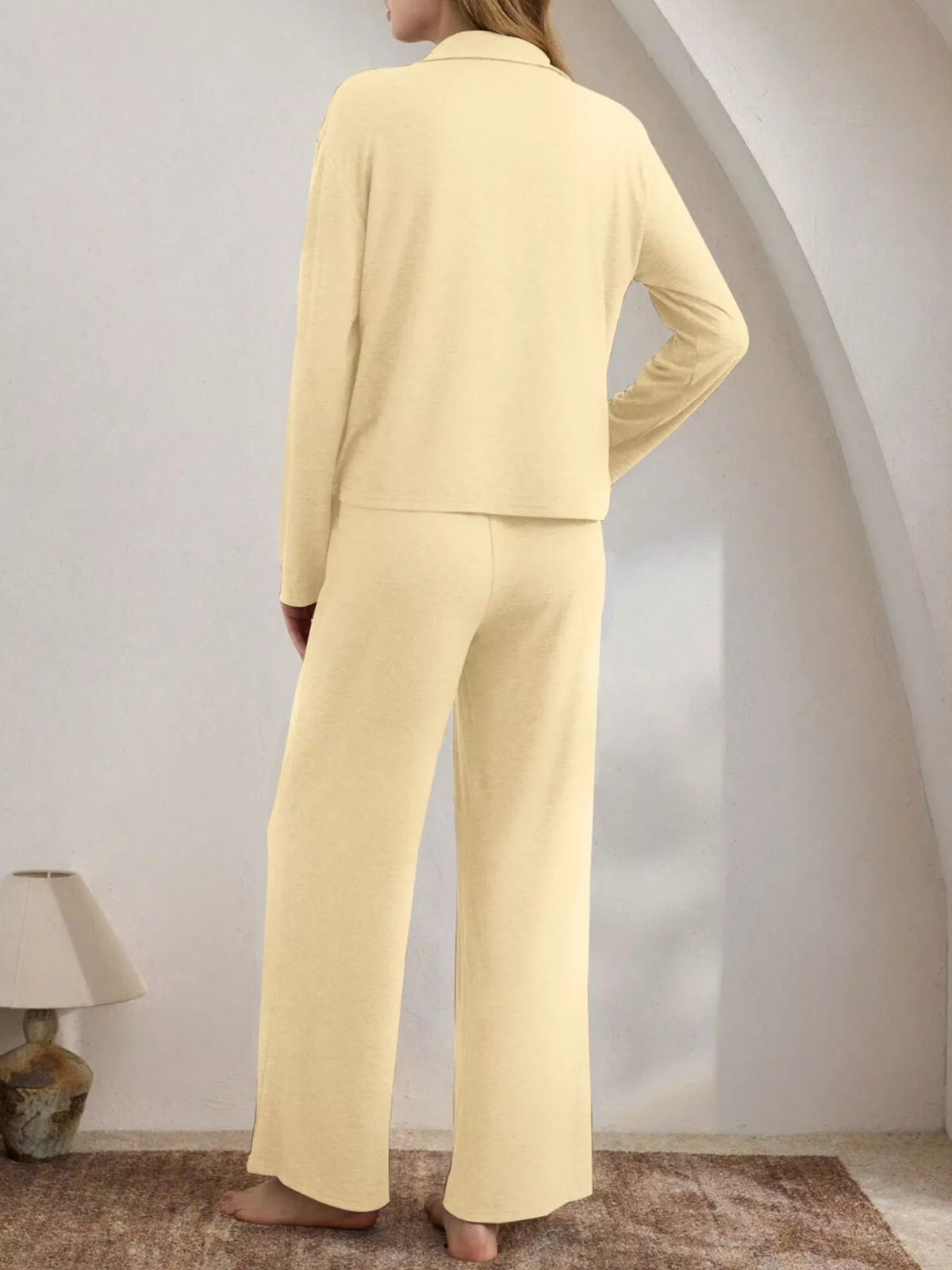 Trendsi Button-Down Top and Wide-Leg Pants Lounge Set -