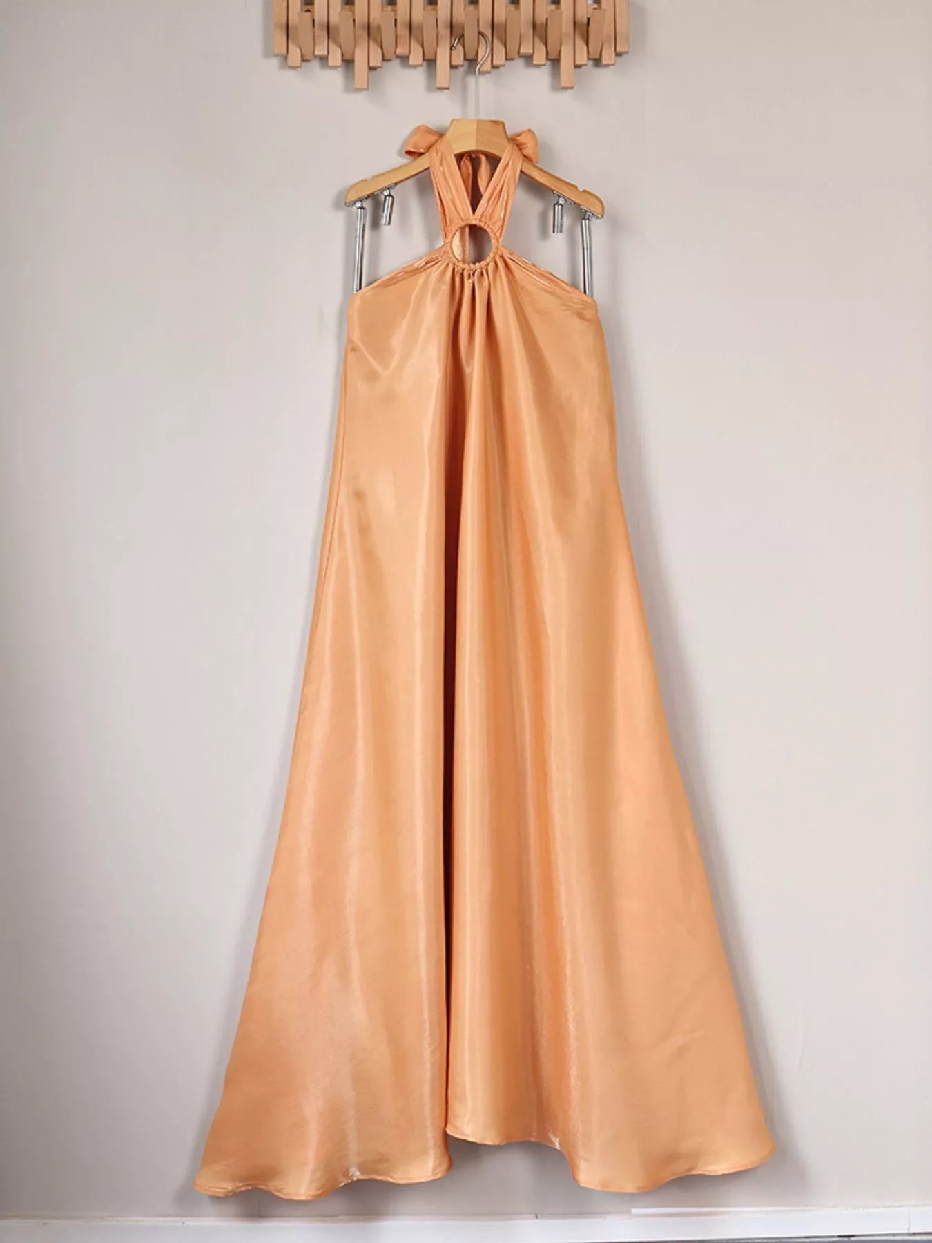 Trendsi Halter Neck Maxi Dress with O-Ring Detail -