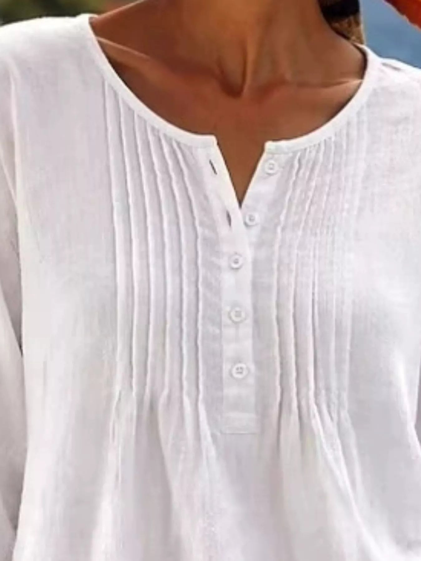 Trendsi Casual Button Detail Long Sleeve Linen Shirt -