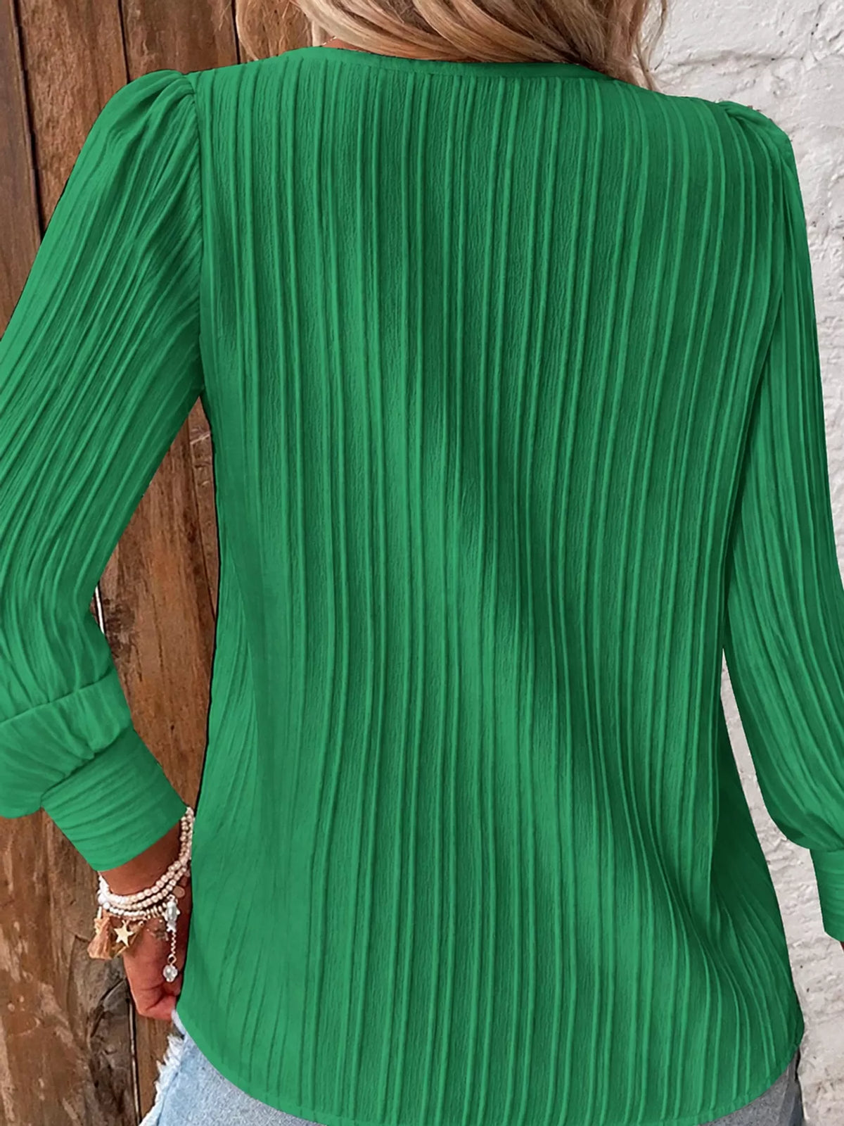 Long-sleeve blouse, back view