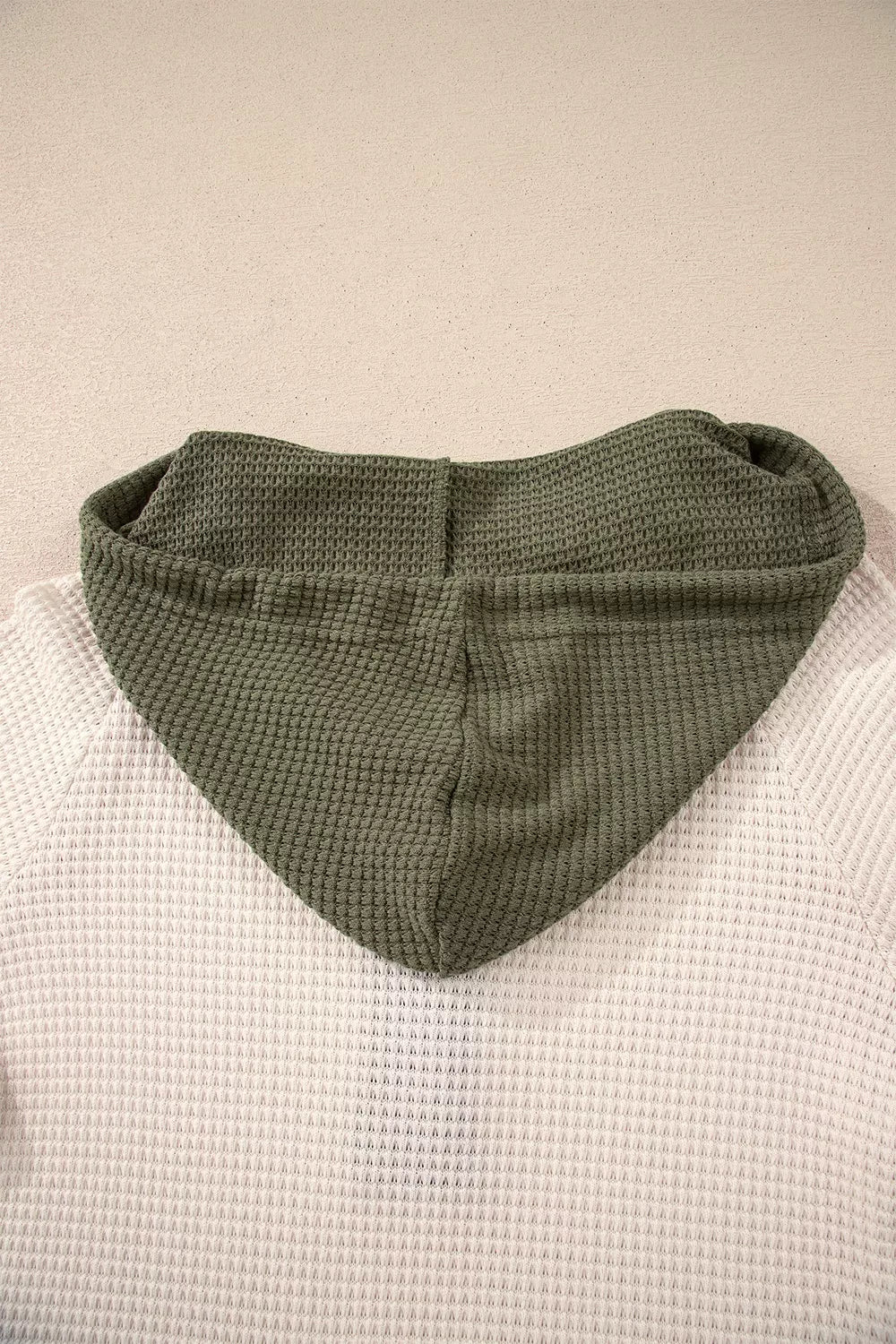 Trendsi Drawstring Waffle Knit Henley Hoodie -